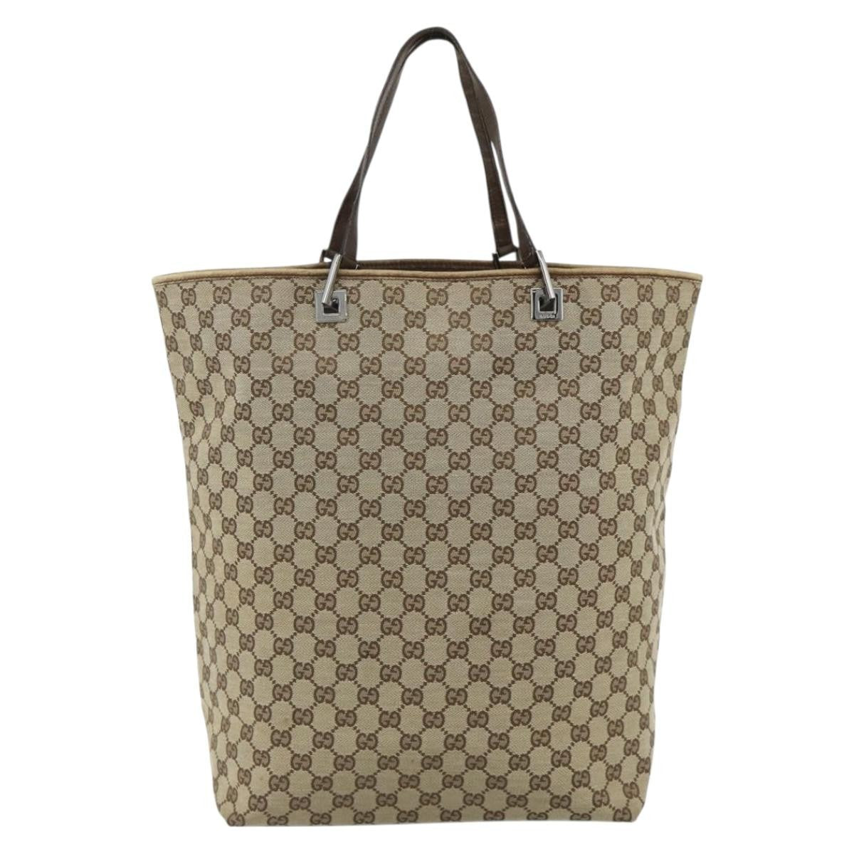 Gucci Vertical Tote Gg Canvas Beige Canvas Tote Bag Bag (Pre-Owned)