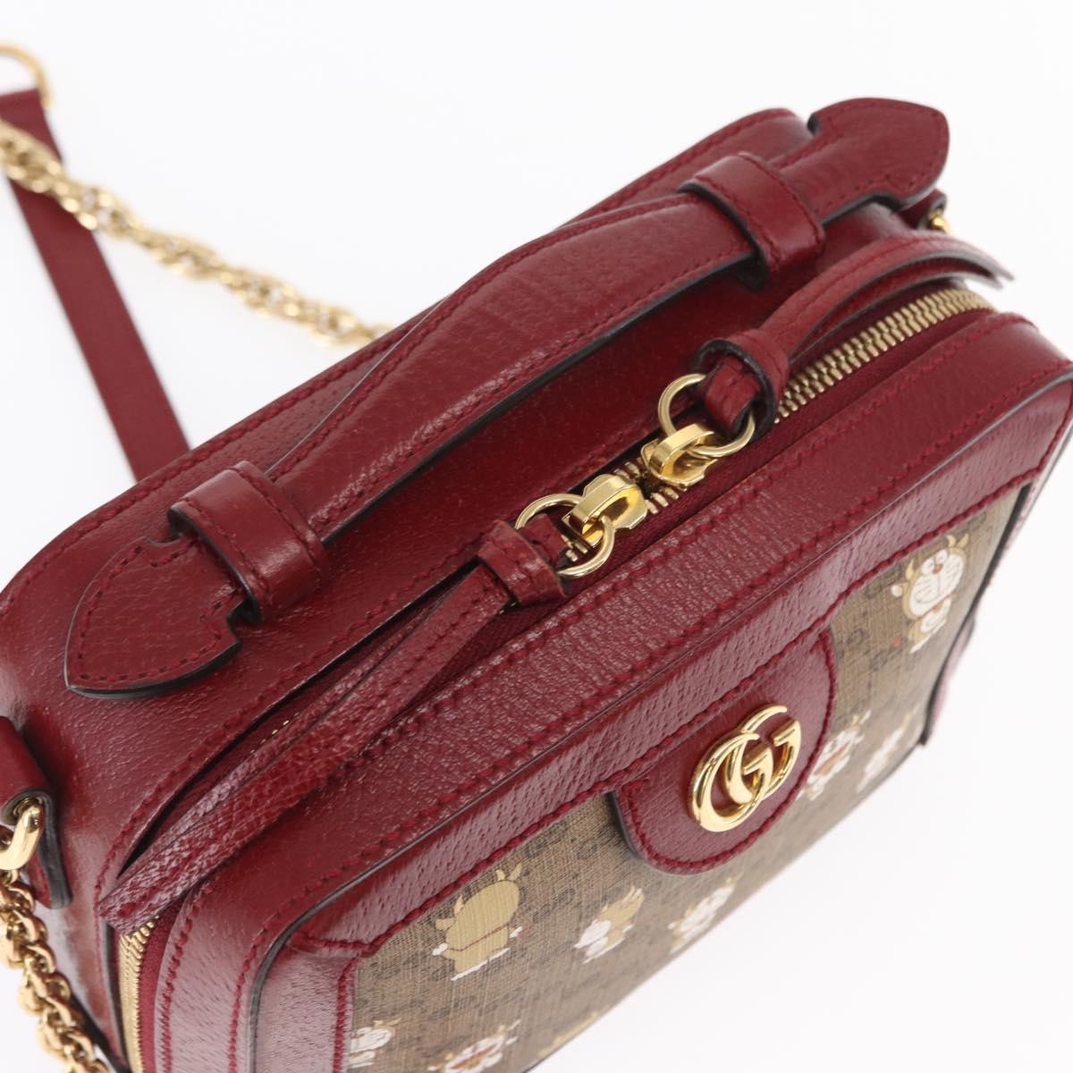 Gucci Doraemon Ophidia Zip Around Camera Printed Mini Gg Coated Canvas Beige Canvas Handbag (Pre-Owned)