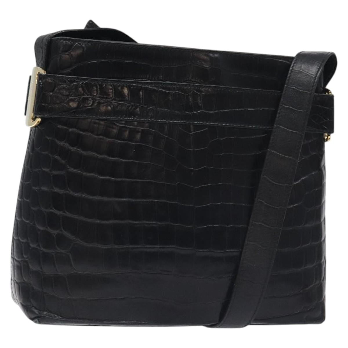 Salvatore Ferragamo Vara Leather Black Leather Shoulder Bag Bag (Pre-Owned)