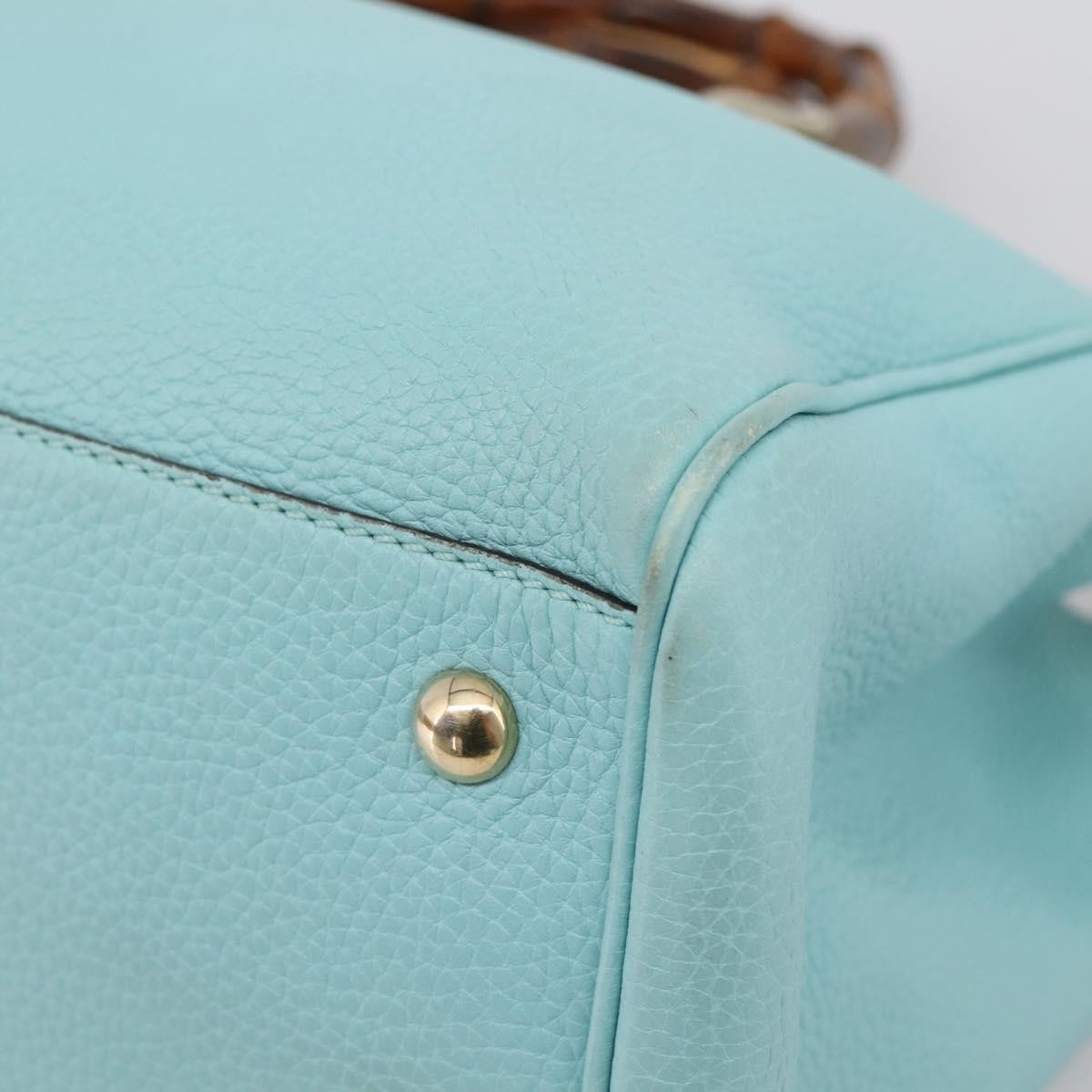 Gucci Bamboo Shopper Leather Blue Leather Tote Bag Bag (Pre-Owned)