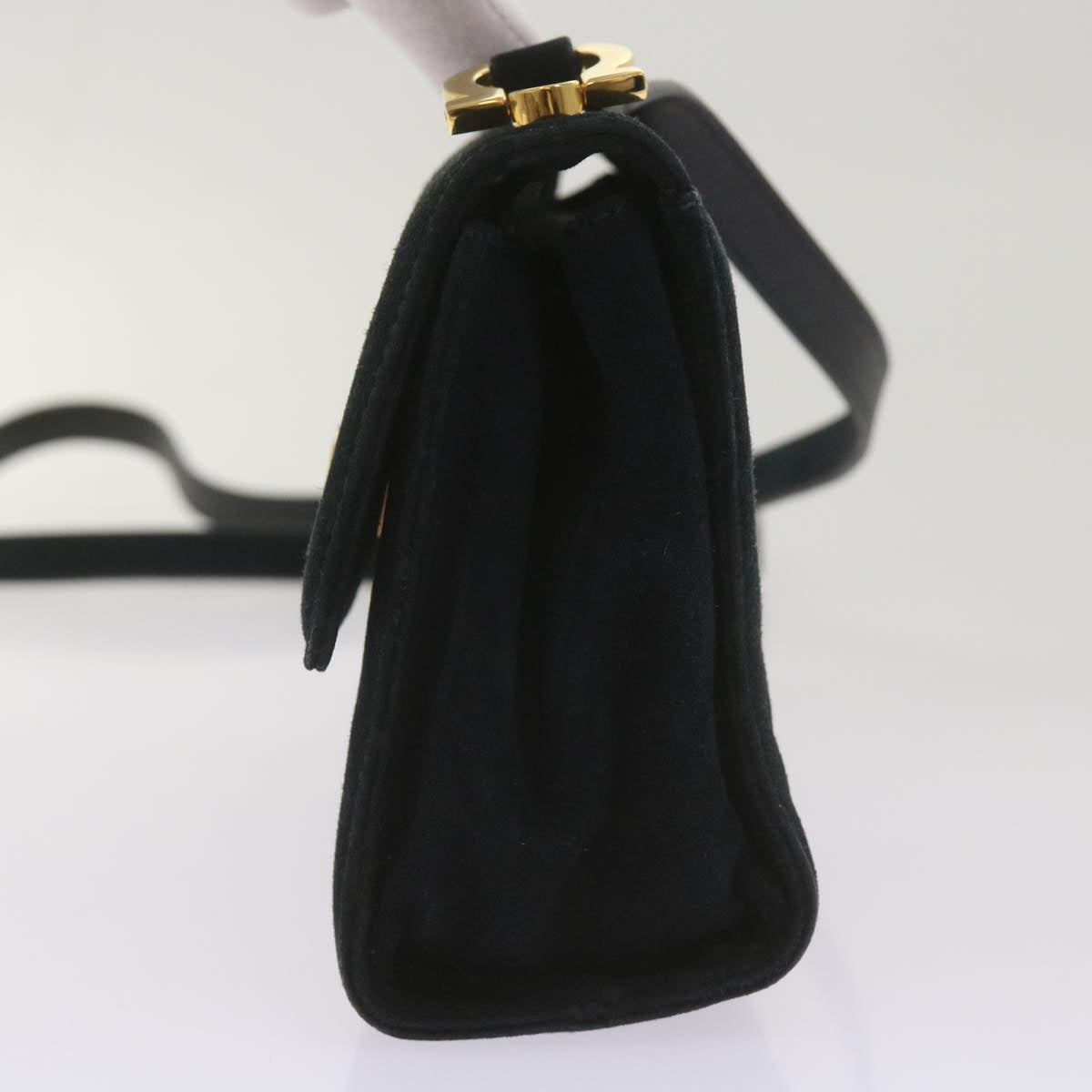 Salvatore Ferragamo Gancini Black Suede Shoulder Bag (Pre-Owned)