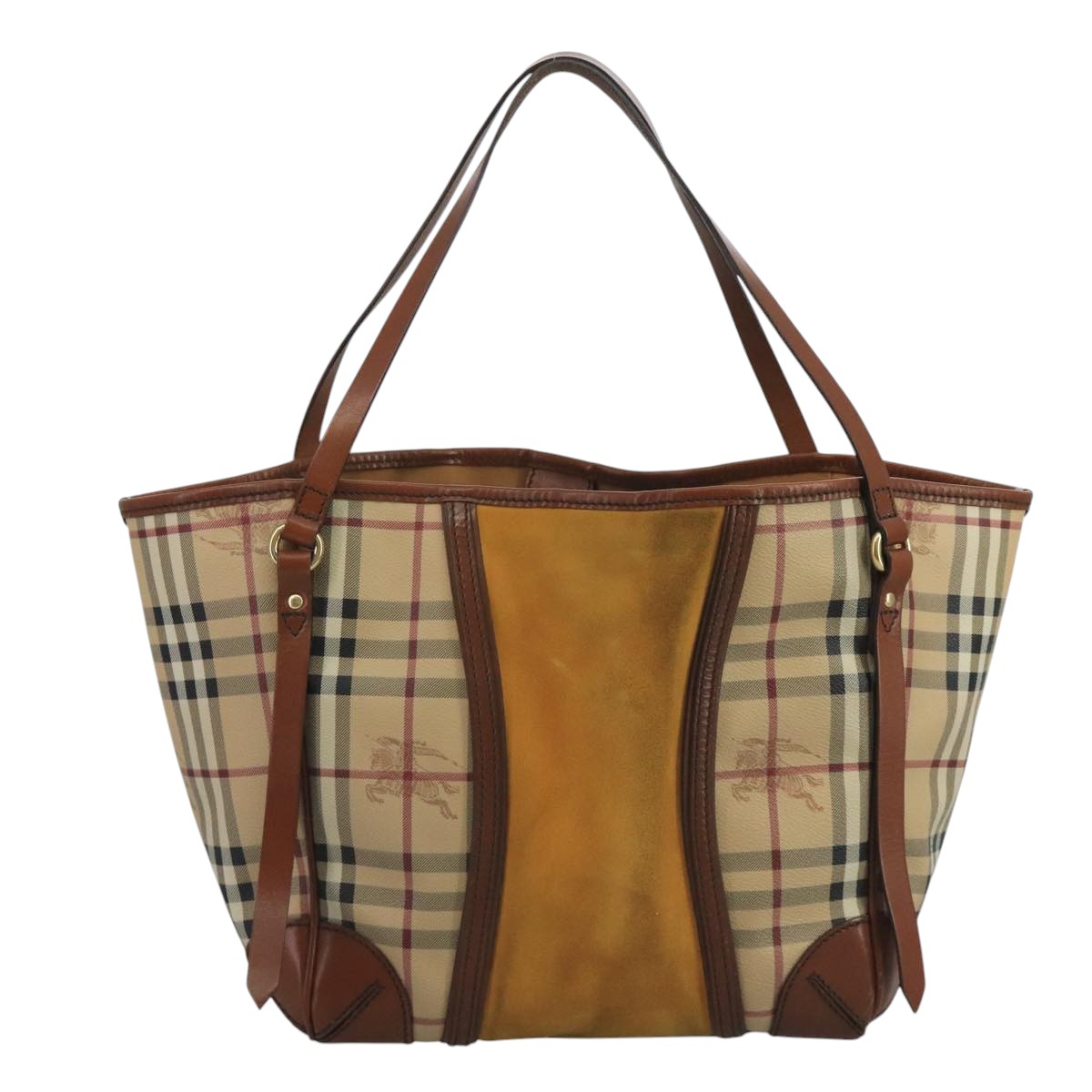 Burberry Nova Check Beige Canvas Shoulder Bag (Pre-Owned)