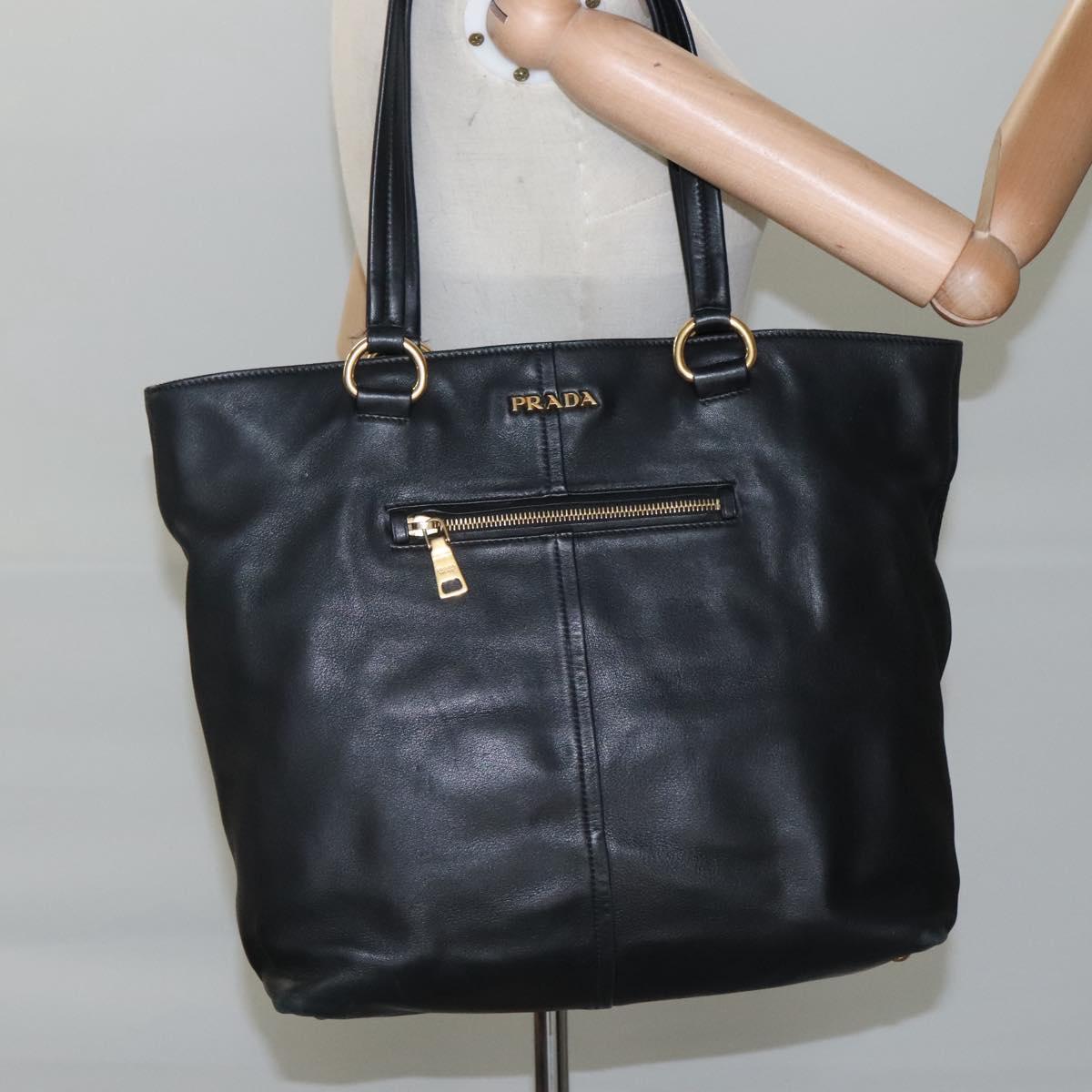 Prada Vitello Black Leather Tote Bag (Pre-Owned)