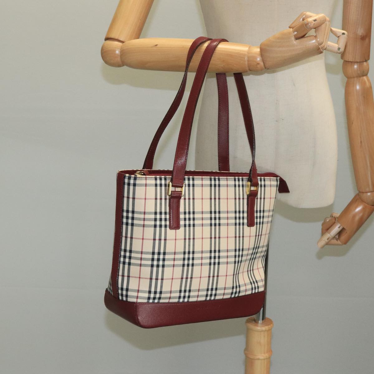 Burberry Nova Check Beige Canvas Tote Bag (Pre-Owned)