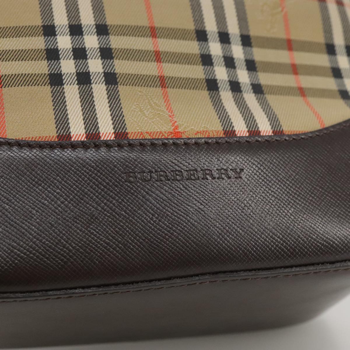 Burberry Nova Check Beige Canvas Handbag (Pre-Owned)
