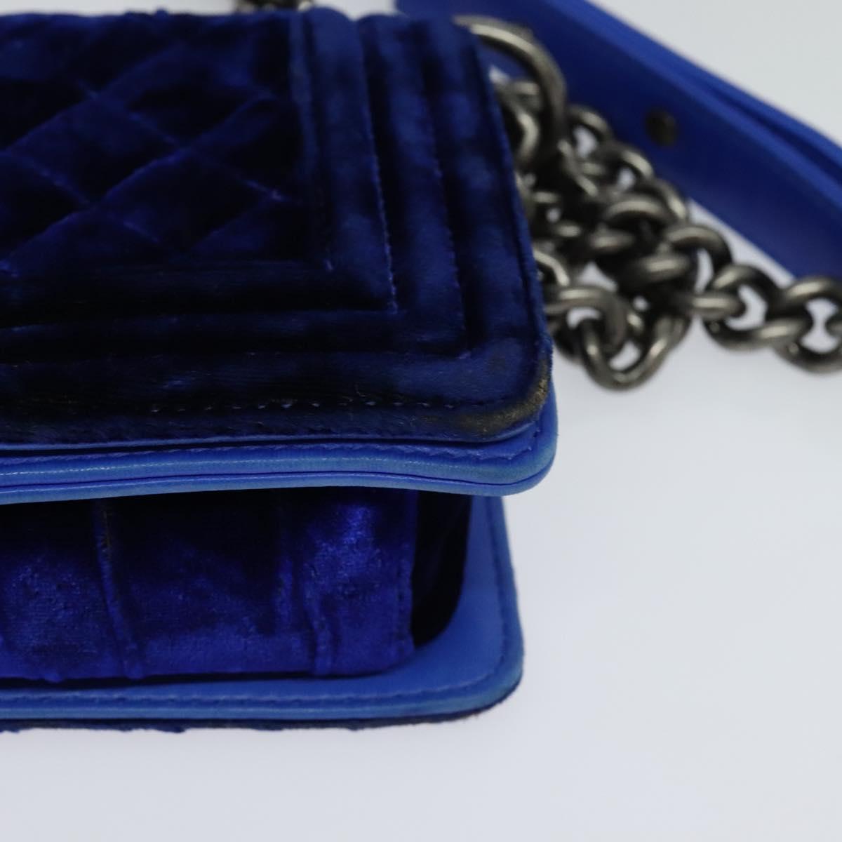 Chanel Boy Blue Velvet Shoulder Bag (Pre-Owned)