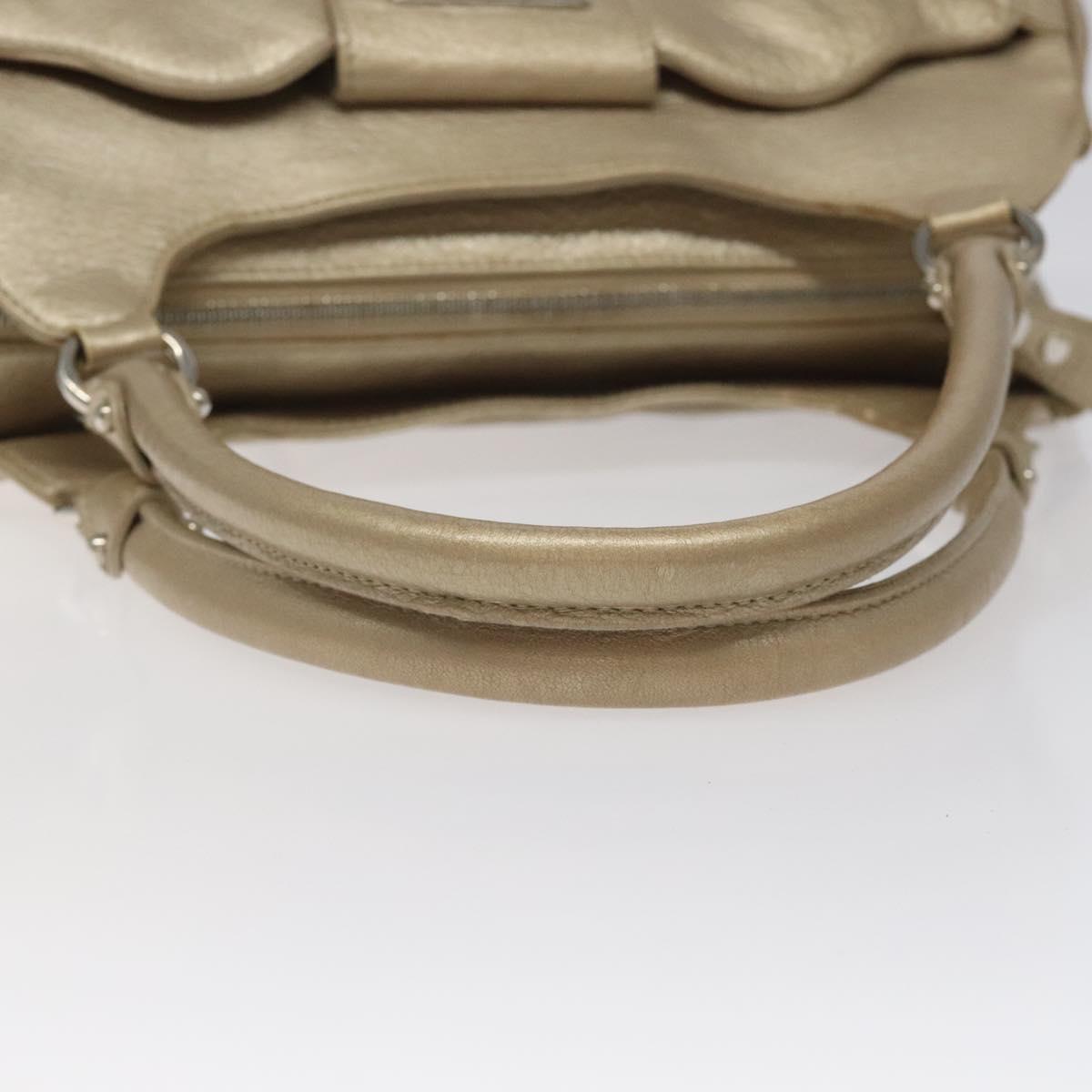Salvatore Ferragamo Gancini Gold Leather Handbag (Pre-Owned)