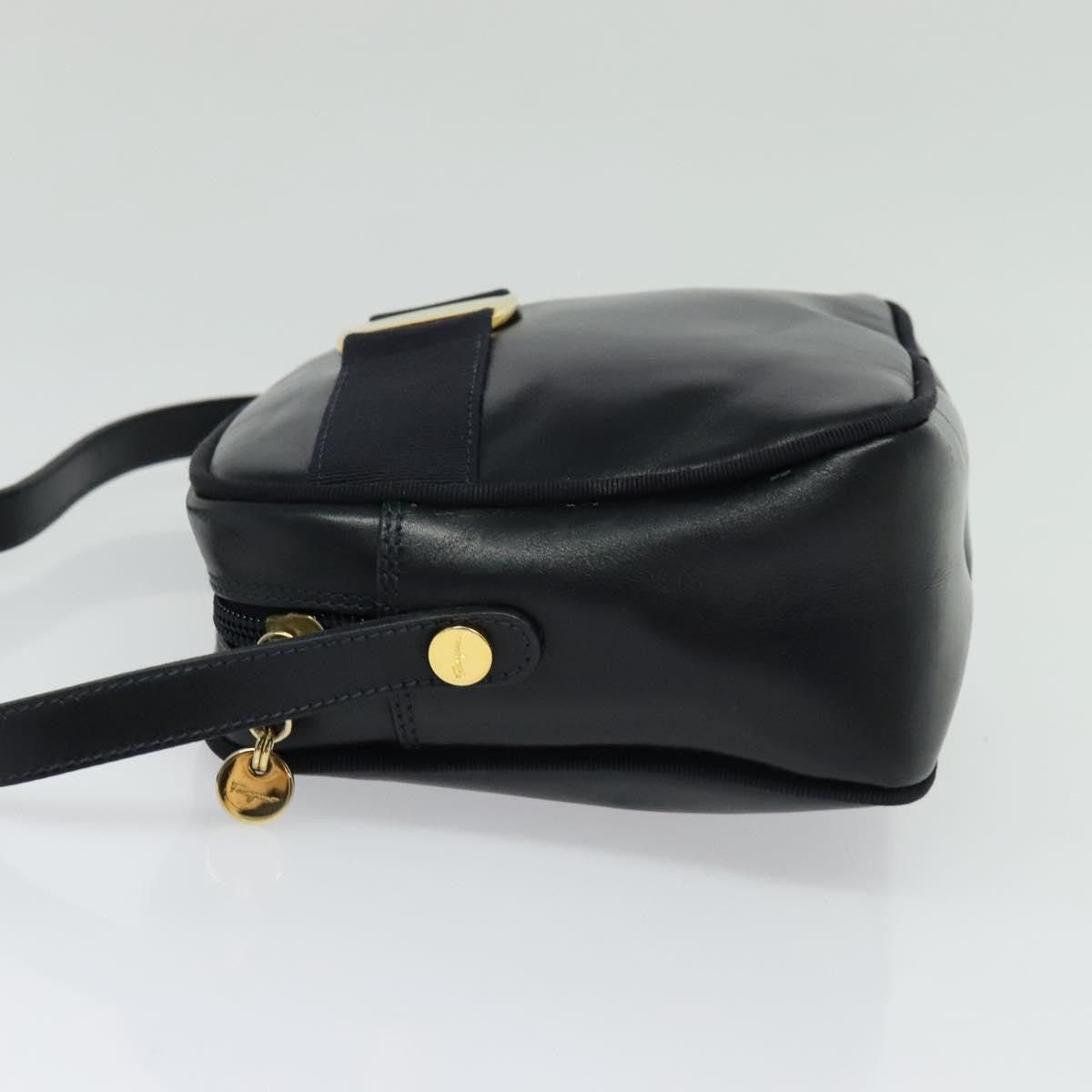 Salvatore Ferragamo Vala Leather Navy Leather Shoulder Bag Bag (Pre-Owned)