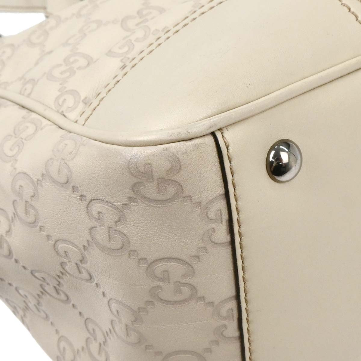 Gucci Princy Zip Tote Gg Canvas And Leather White Leather Tote Bag Bag (Pre-Owned)