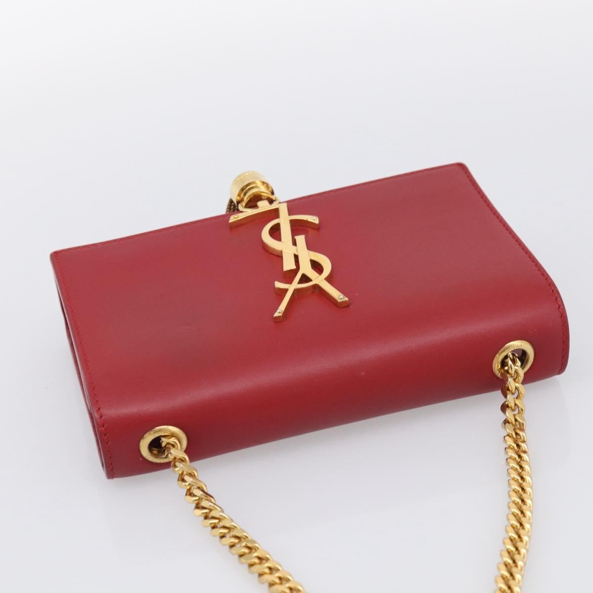 Saint Laurent Classic Monogram Leather Red Leather Crossbody Bag Bag (Pre-Owned)