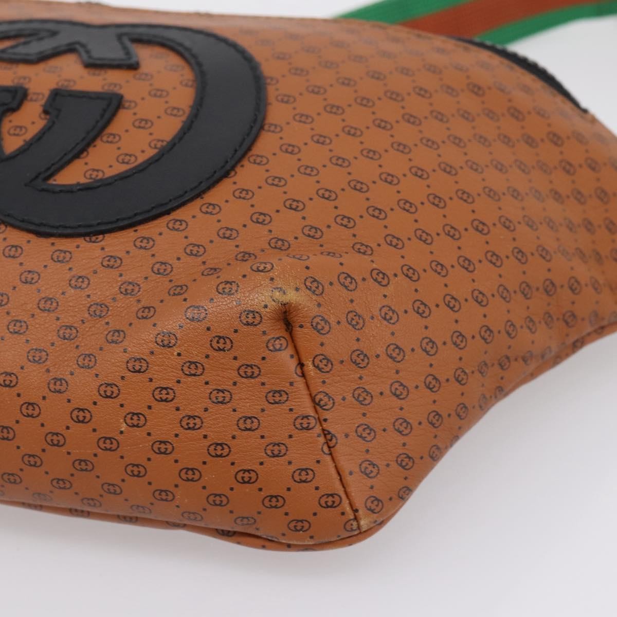 Gucci Dapper Dan Belt Gg Print Leather Brown Leather Clutche & Pouche Bag (Pre-Owned)