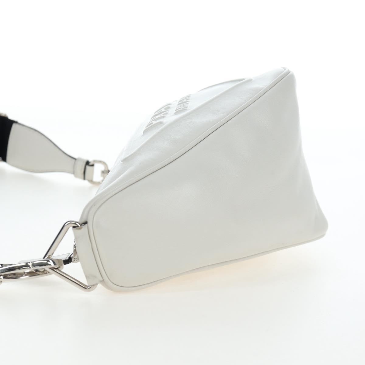 Prada Triangle Logo Wristlet Embossed Leather White Leather Clutche & Pouche Bag (Pre-Owned)