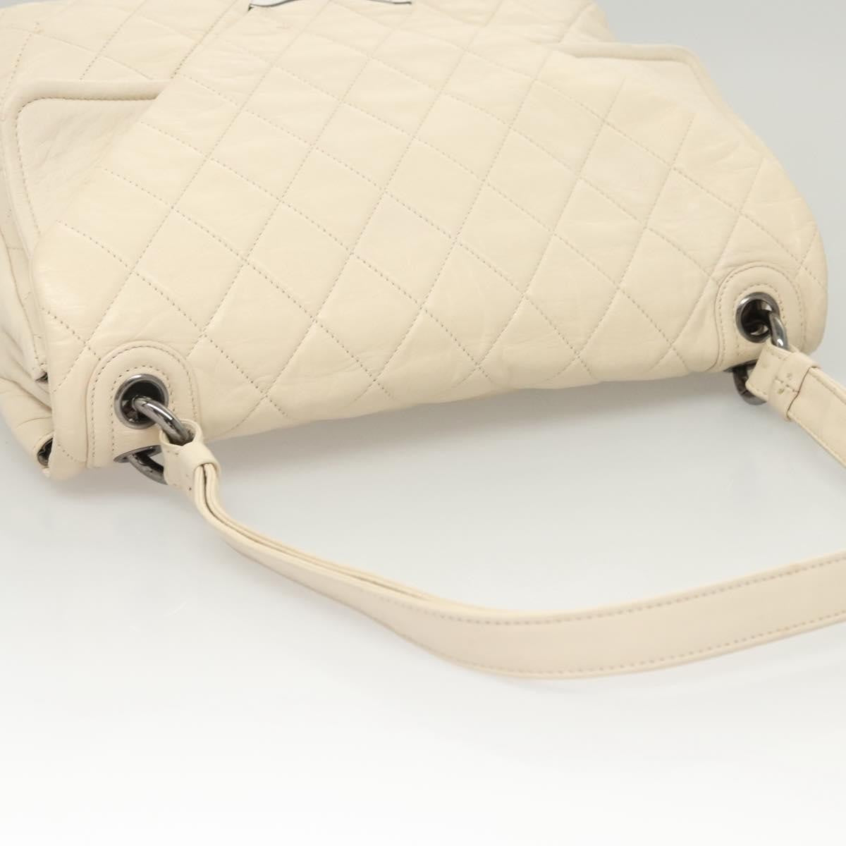 Chanel Padded Envelope Flap Quilted Aged Calfskin White Leather Shoulder Bag Bag (Pre-Owned)