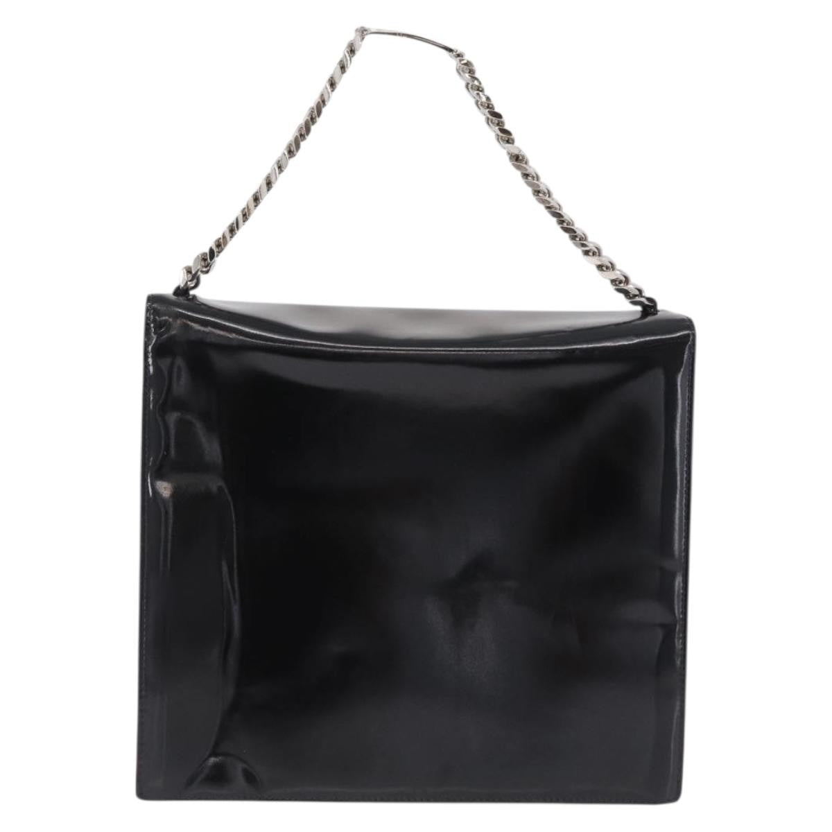 Chanel Vintage Cc Box Flap Leather Black Patent_Leather Handbag (Pre-Owned)