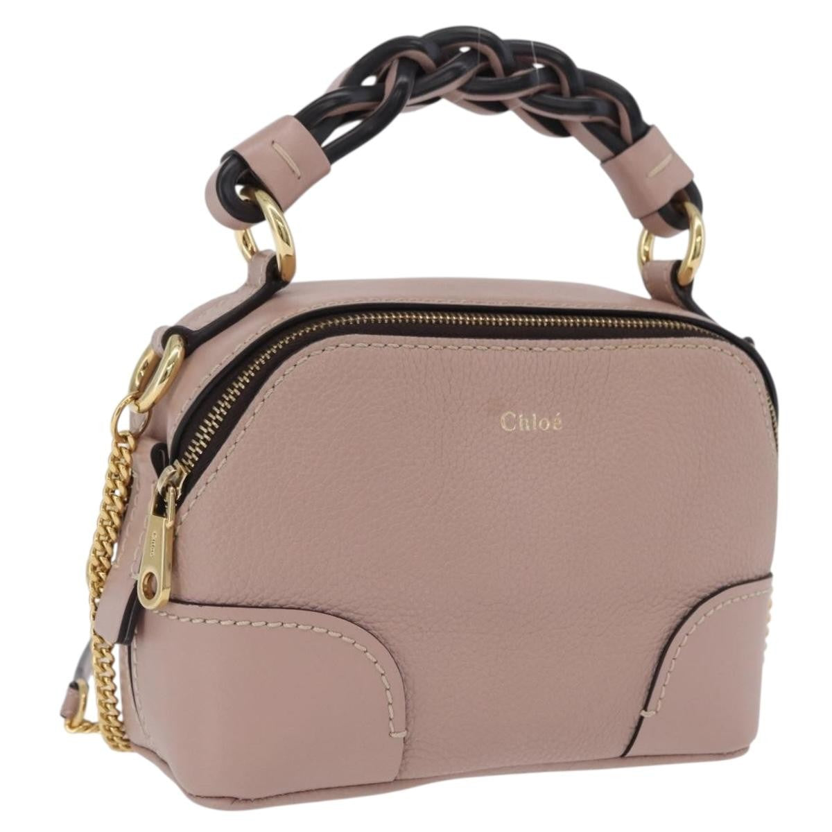 Chloe Daria Chain Leather Pink Leather Handbag (Pre-Owned)