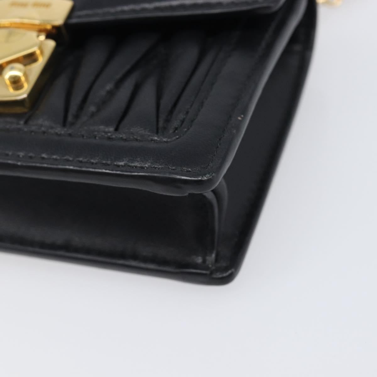 Miu Miu Biker Chain Matelasse Leather Black Leather Shoulder Bag Bag (Pre-Owned)