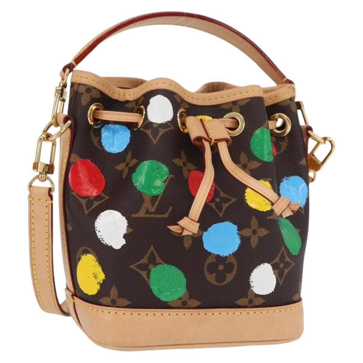 Louis Vuitton Noe Yayoi Kusama Painted Dots Monogram Canvas Brown Canvas Handbag (Pre-Owned)
