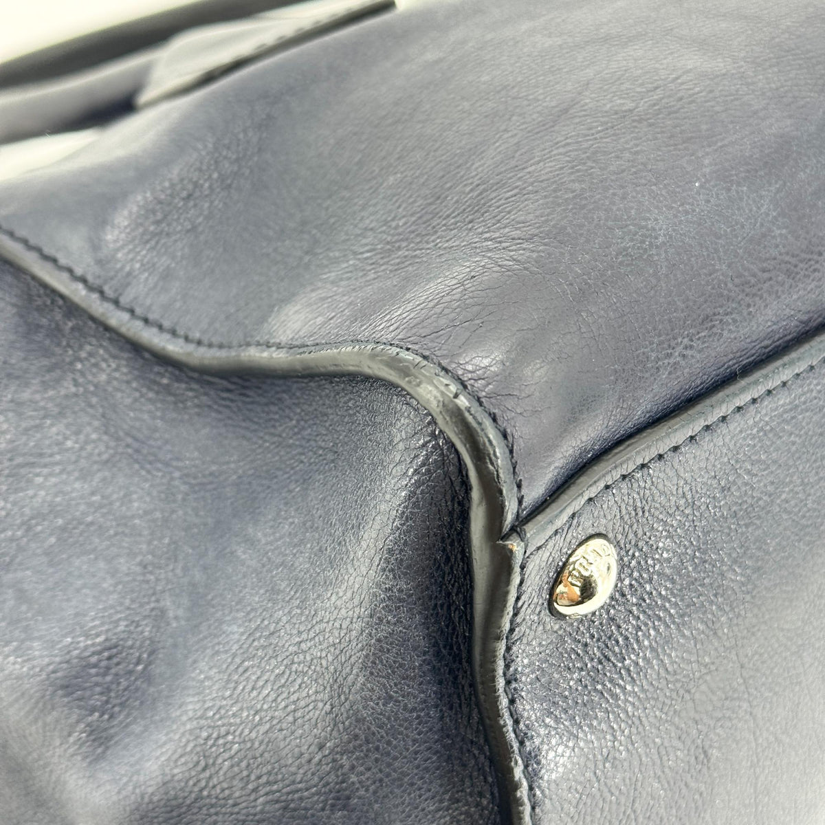Prada Twin Pocket Convertible Leather Navy Leather Tote Bag Bag (Pre-Owned)