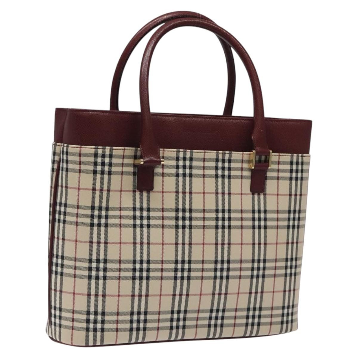 Burberry Nova Check Tote Canvas And Leather Beige Canvas Tote Bag Bag (Pre-Owned)
