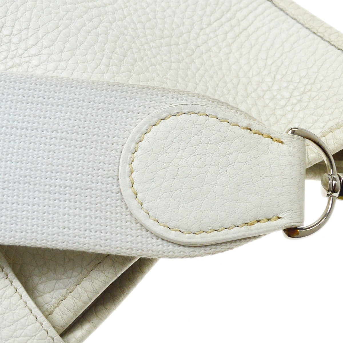 Hermes Evelyne Bag Gen I Clemence White Leather Handbag (Pre-Owned)