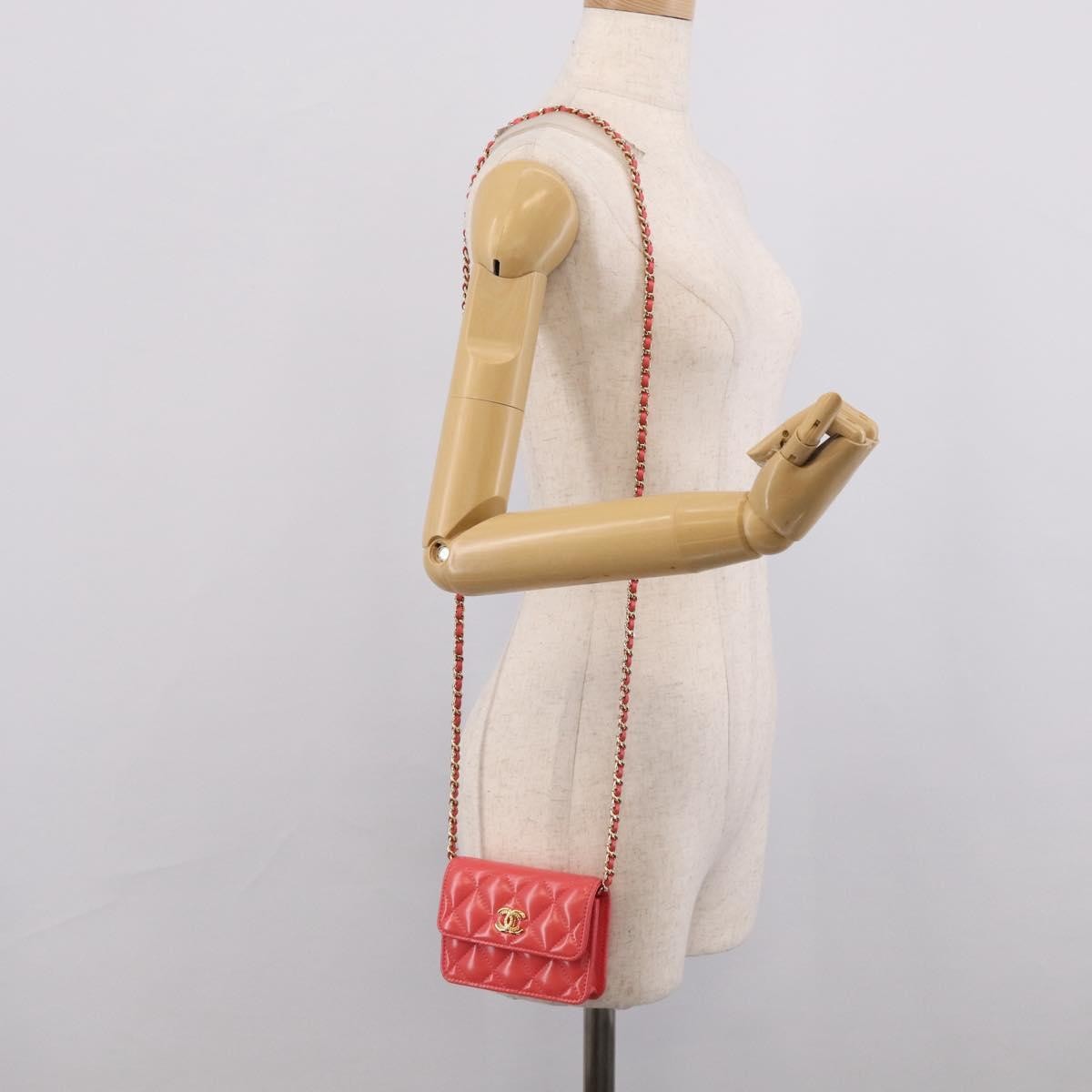 Chanel Textured Cc Wallet On Chain Quilted Lambskin Pink Leather Crossbody Bag Bag (Pre-Owned)
