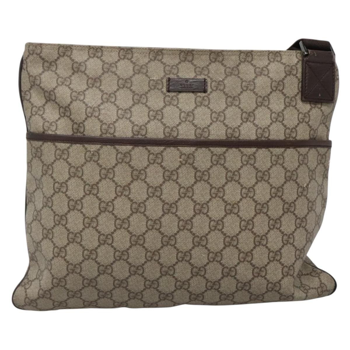 Gucci Zip Top Messenger Gg Coated Canvas Beige Canvas Shoulder Bag Bag (Pre-Owned)