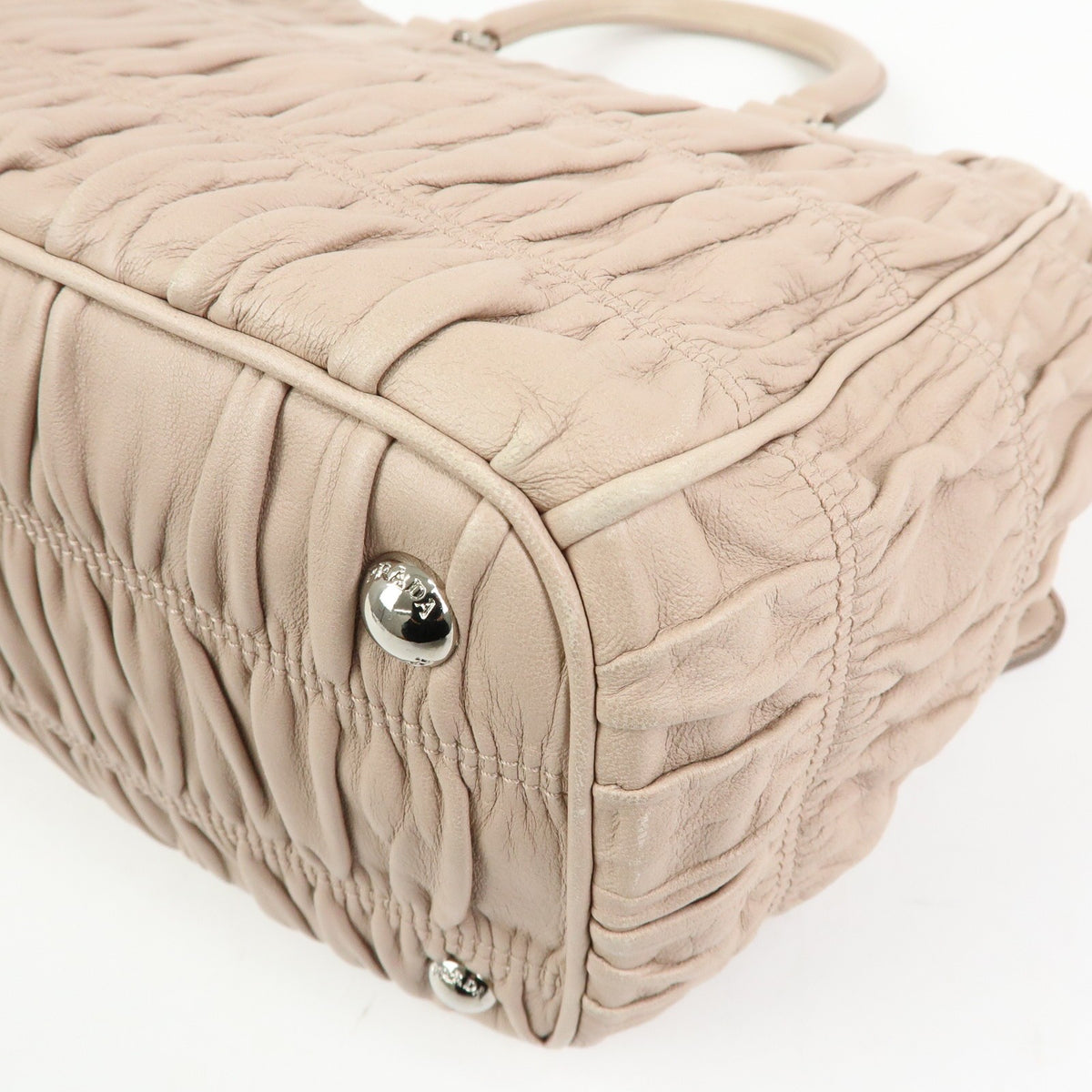 Prada Gaufre Nappa Leather Beige Leather Tote Bag Bag (Pre-Owned)