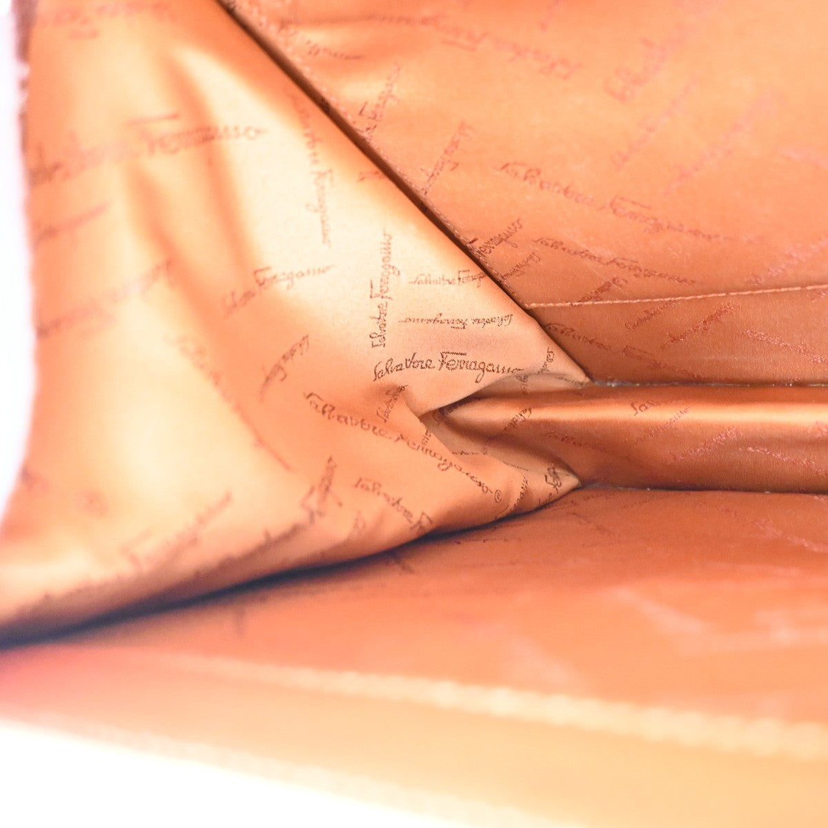 Salvatore Ferragamo Double Gancini Top Handle Saffiano Leather Brown Leather Handbag (Pre-Owned)