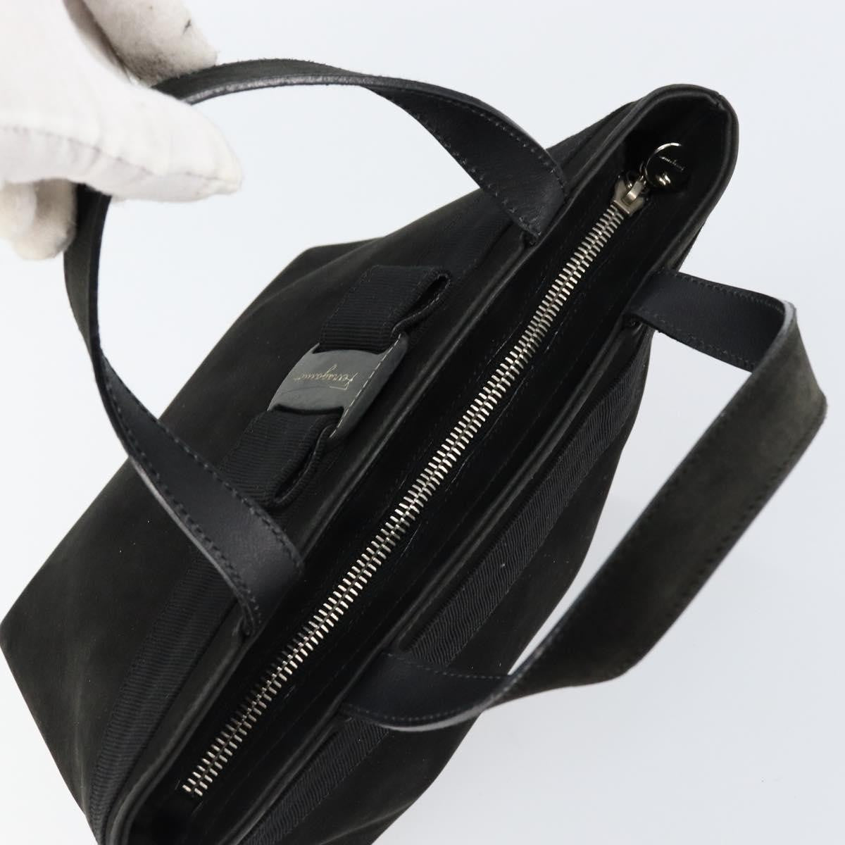 Salvatore Ferragamo Vala Suede Black Suede Handbag (Pre-Owned)