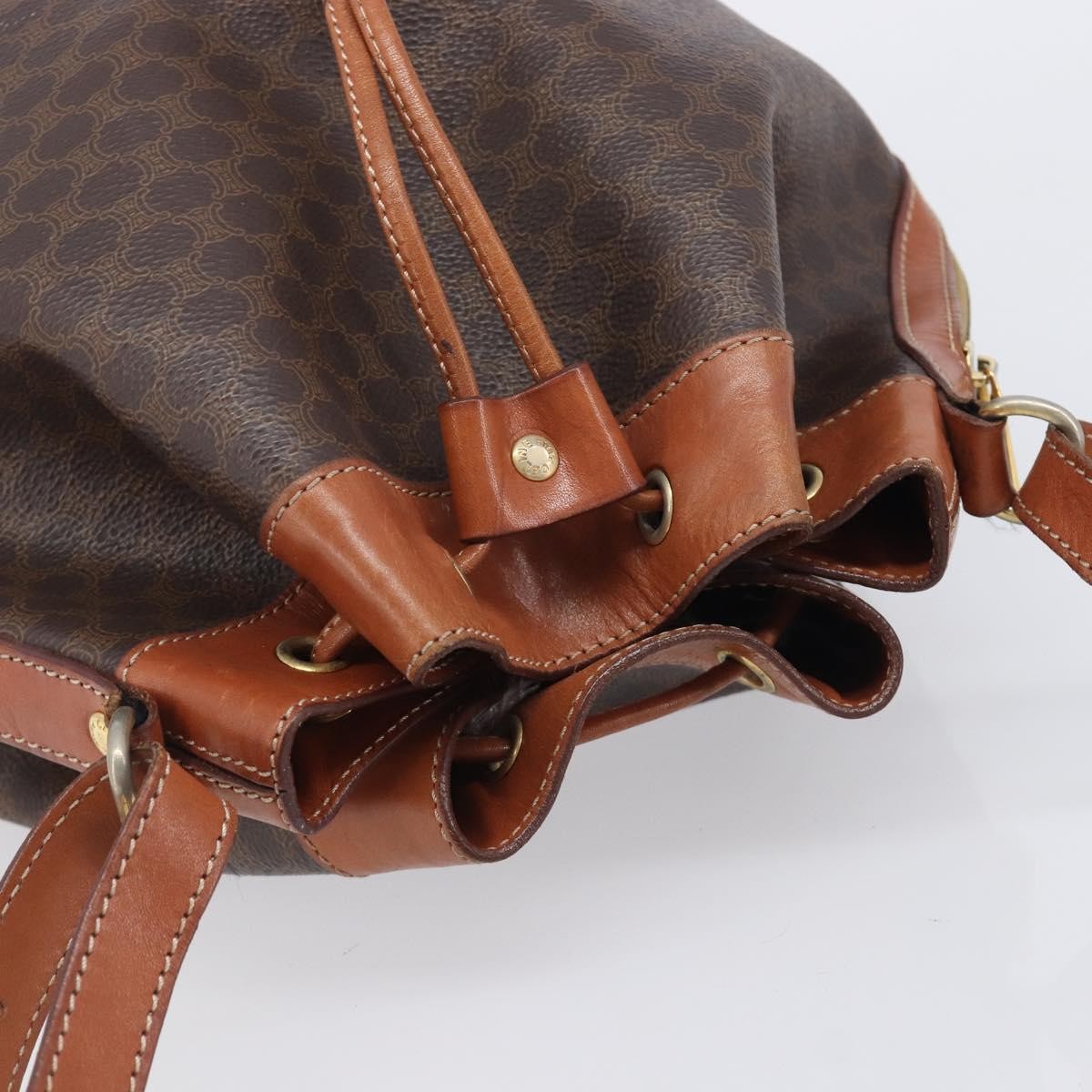 Celine Macadam Shoulder Leather Brown Canvas Crossbody Bag Bag (Pre-Owned)