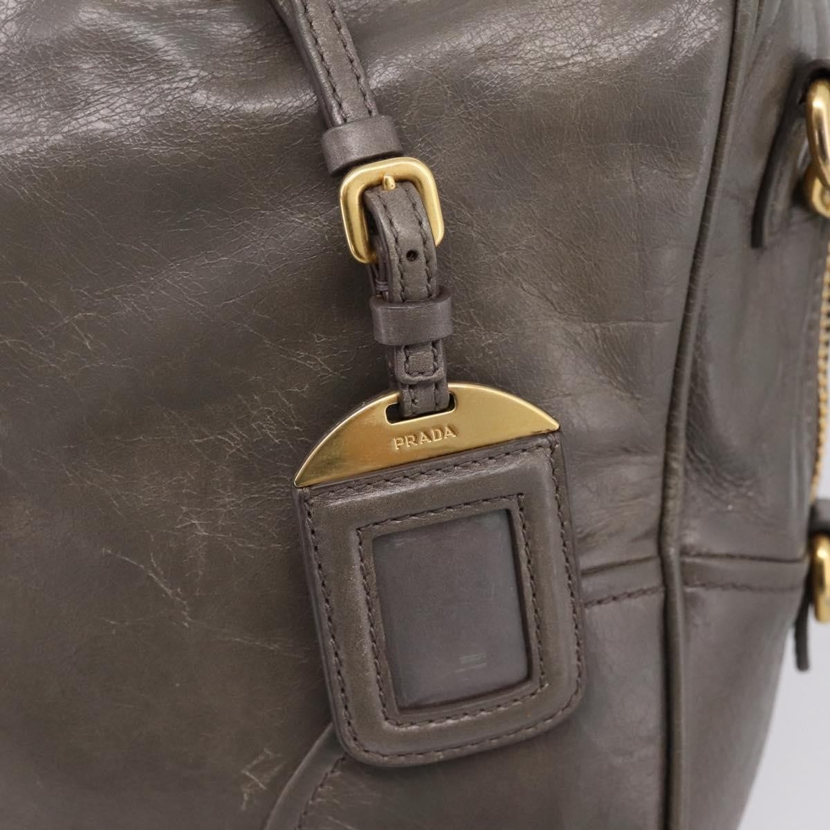 Prada Convertible Bauletto Vitello Shine Gray Leather Handbag (Pre-Owned)