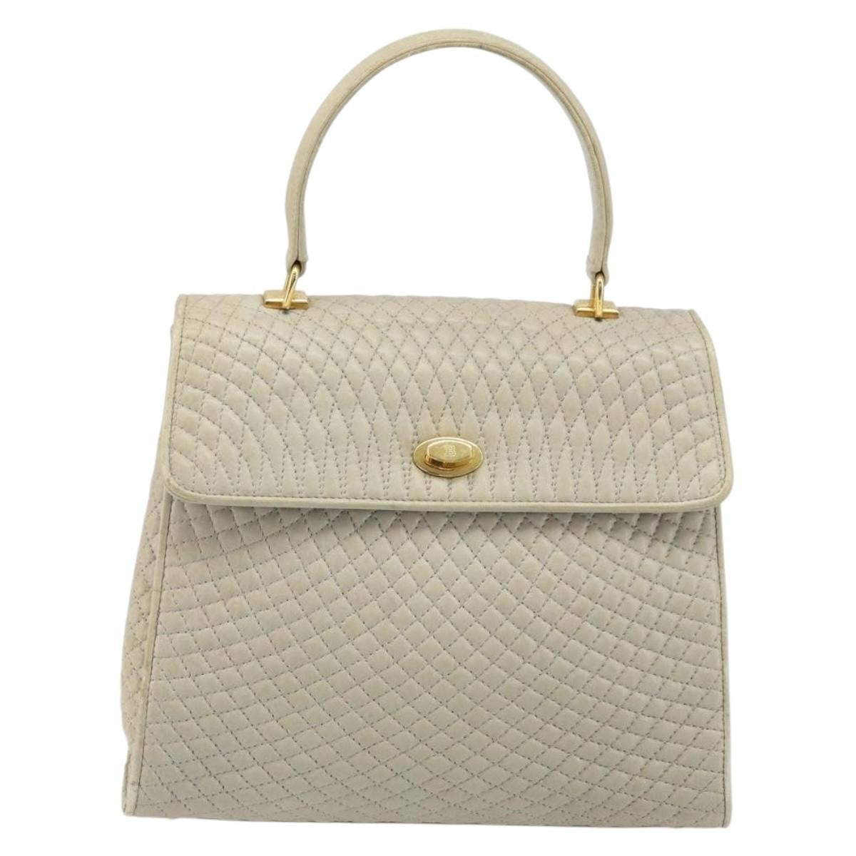 Bally Vintage Leather Beige Leather Handbag (Pre-Owned)