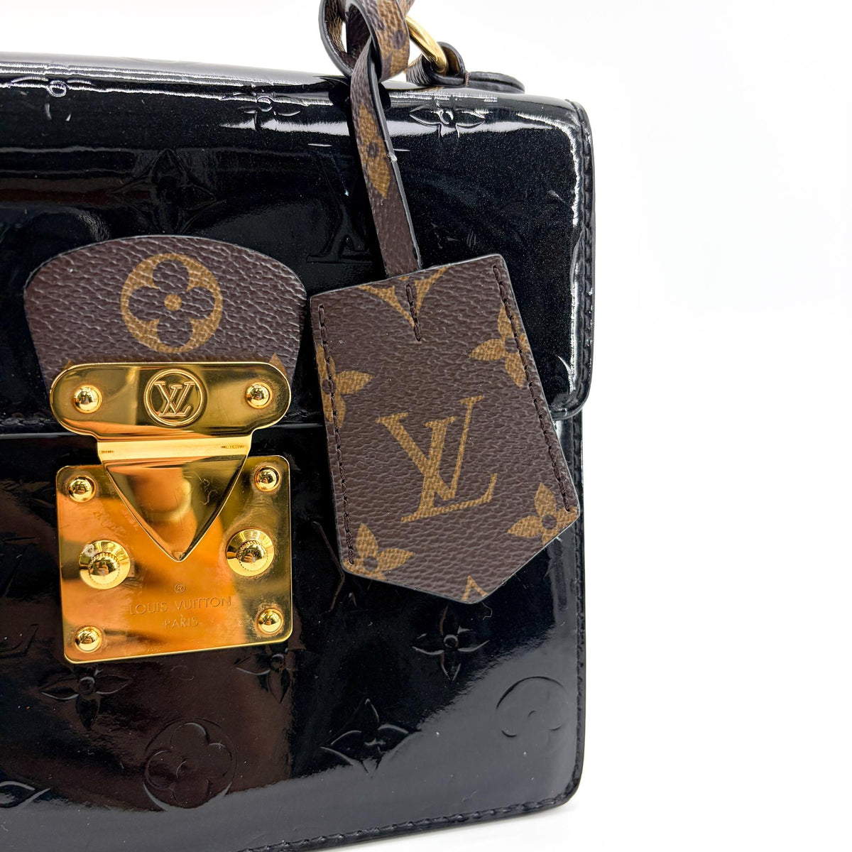 Louis Vuitton Spring Street Nm Monogram Vernis With Monogram Canvas And Epi Leather Black Patent_Leather Handbag (Pre-Owned)