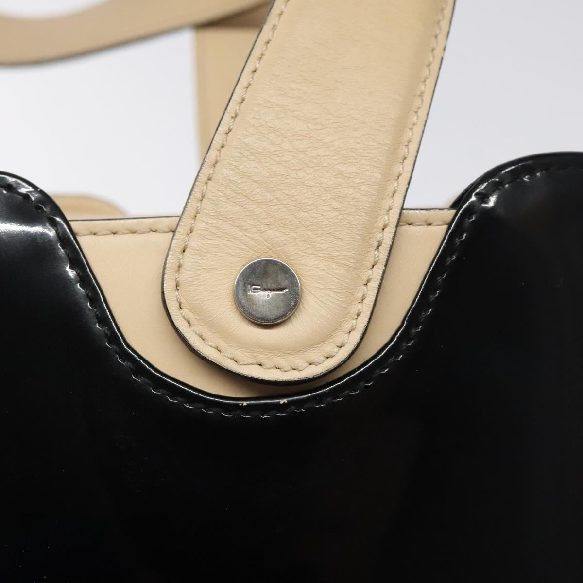 Salvatore Ferragamo Vintage Patent Leather Black Patent_Leather Tote Bag Bag (Pre-Owned)