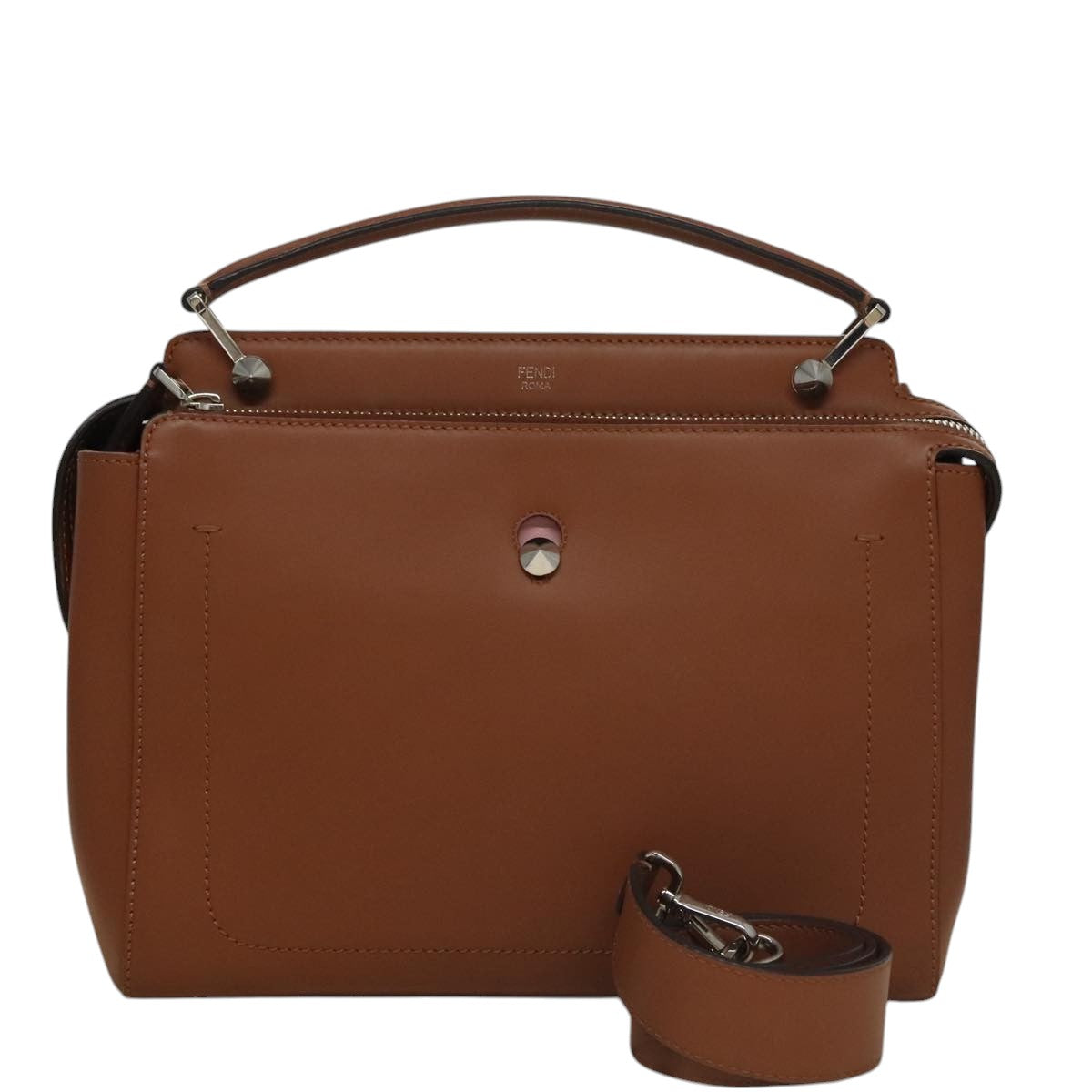 Fendi Dot Com Brown Leather Handbag (Pre-Owned)