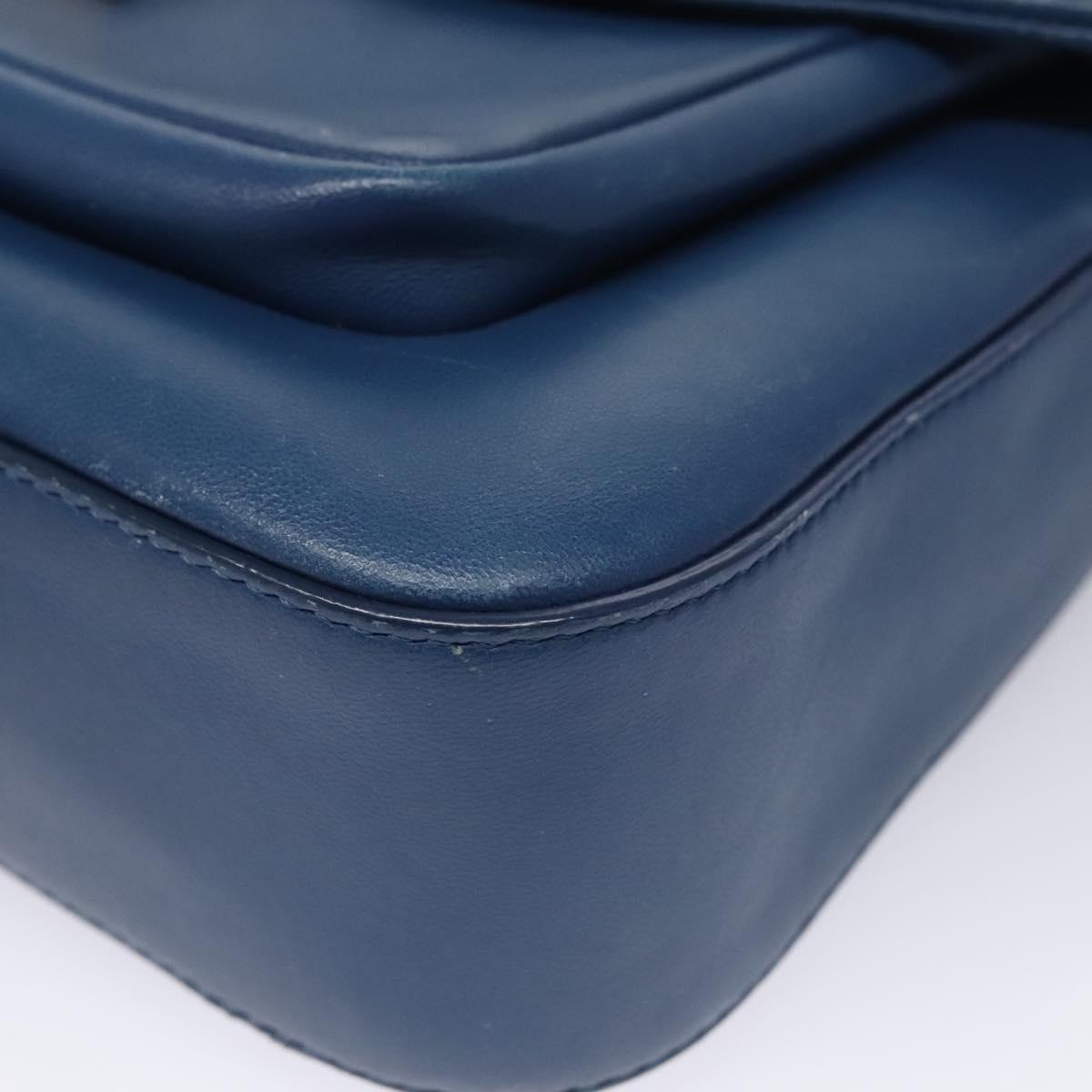 Fendi Bebaguette Blue Leather Shoulder Bag (Pre-Owned)