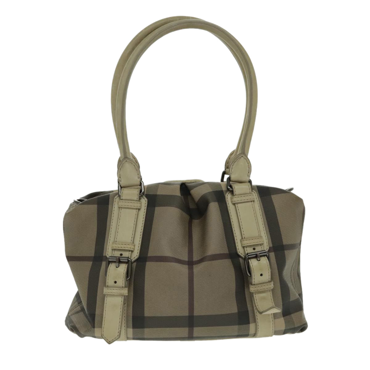 Burberry Nova Check Beige Canvas Handbag (Pre-Owned)
