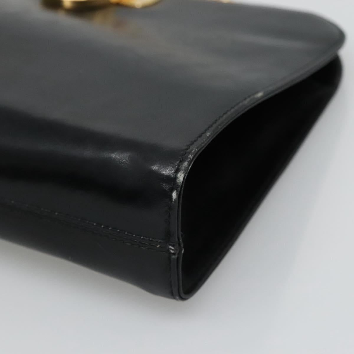 Salvatore Ferragamo Gancini Black Leather Shoulder Bag (Pre-Owned)