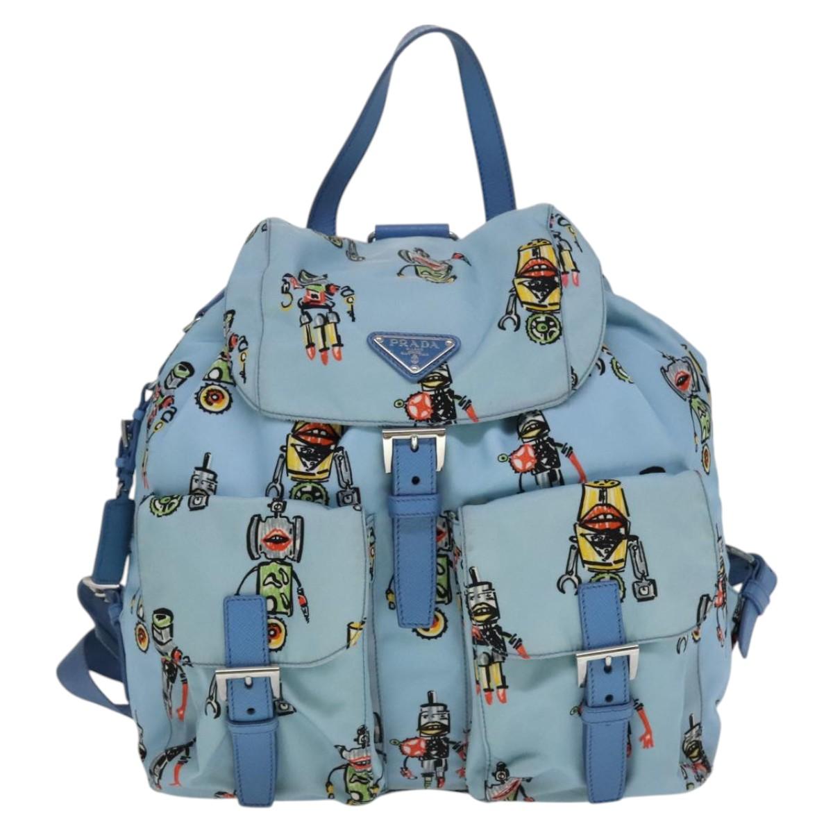 Prada Robot Blue Synthetic Backpack Bag (Pre-Owned)