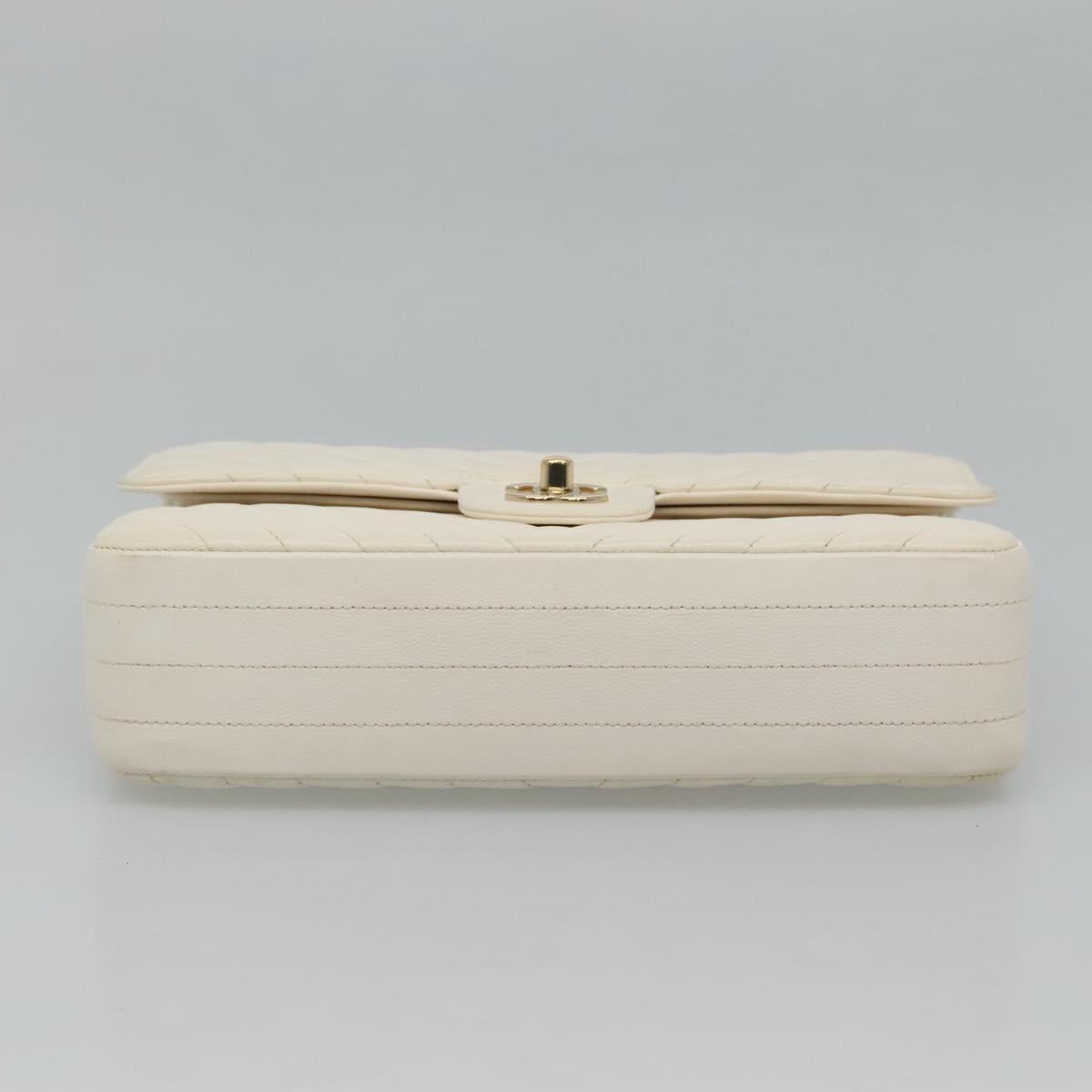 Chanel Double Flap White Leather Shoulder Bag (Pre-Owned)