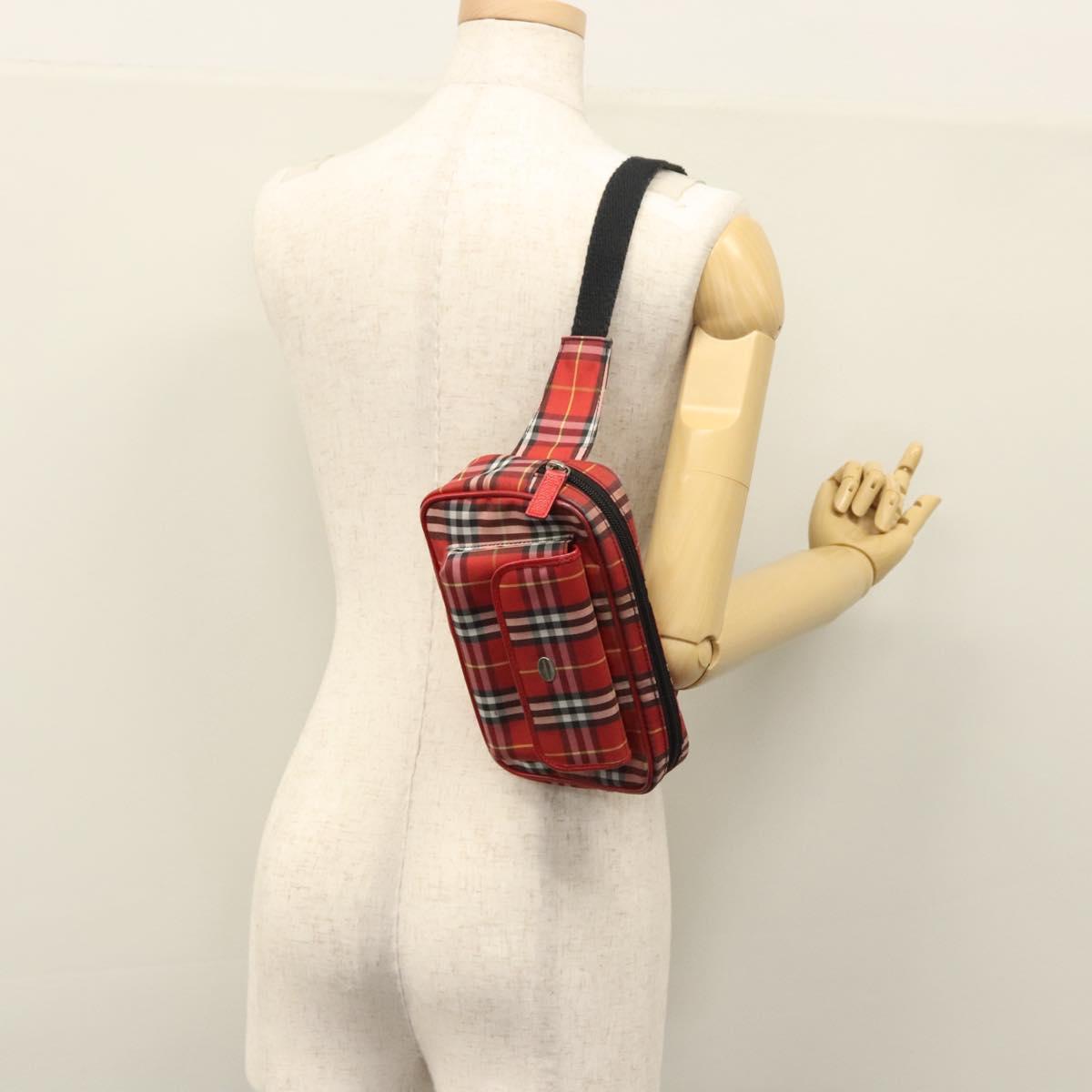 Burberry Nova Check Red Synthetic Shoulder Bag (Pre-Owned)