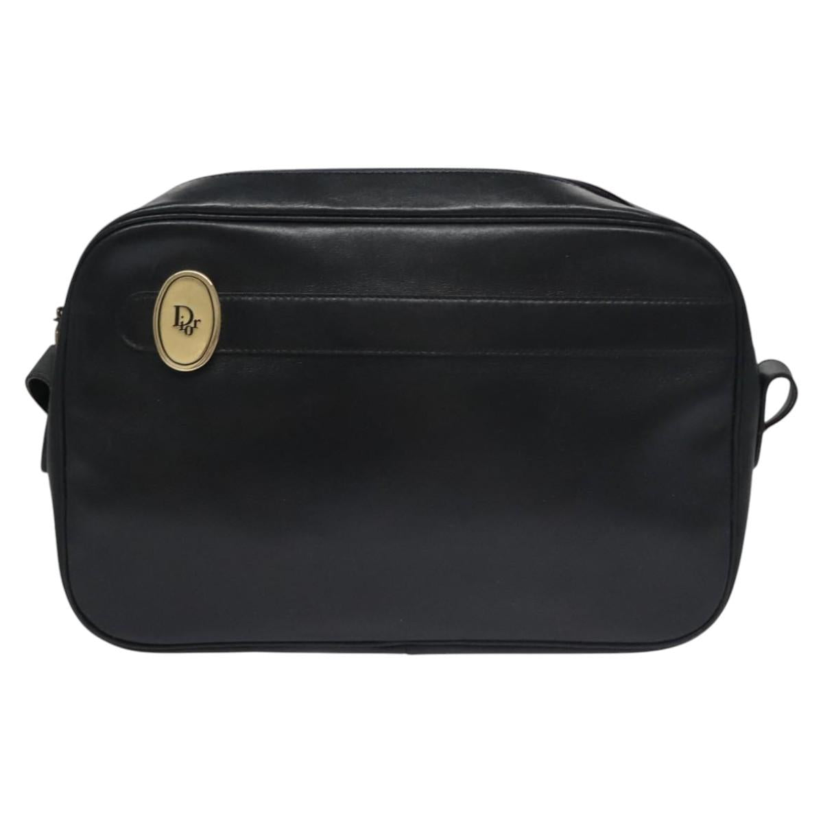 Dior Logo Black Leather Shoulder Bag (Pre-Owned)