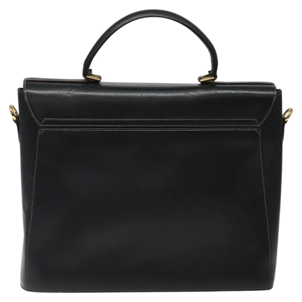 Salvatore Ferragamo Iconic Top Handle Black Leather Briefcase Bag (Pre-Owned)