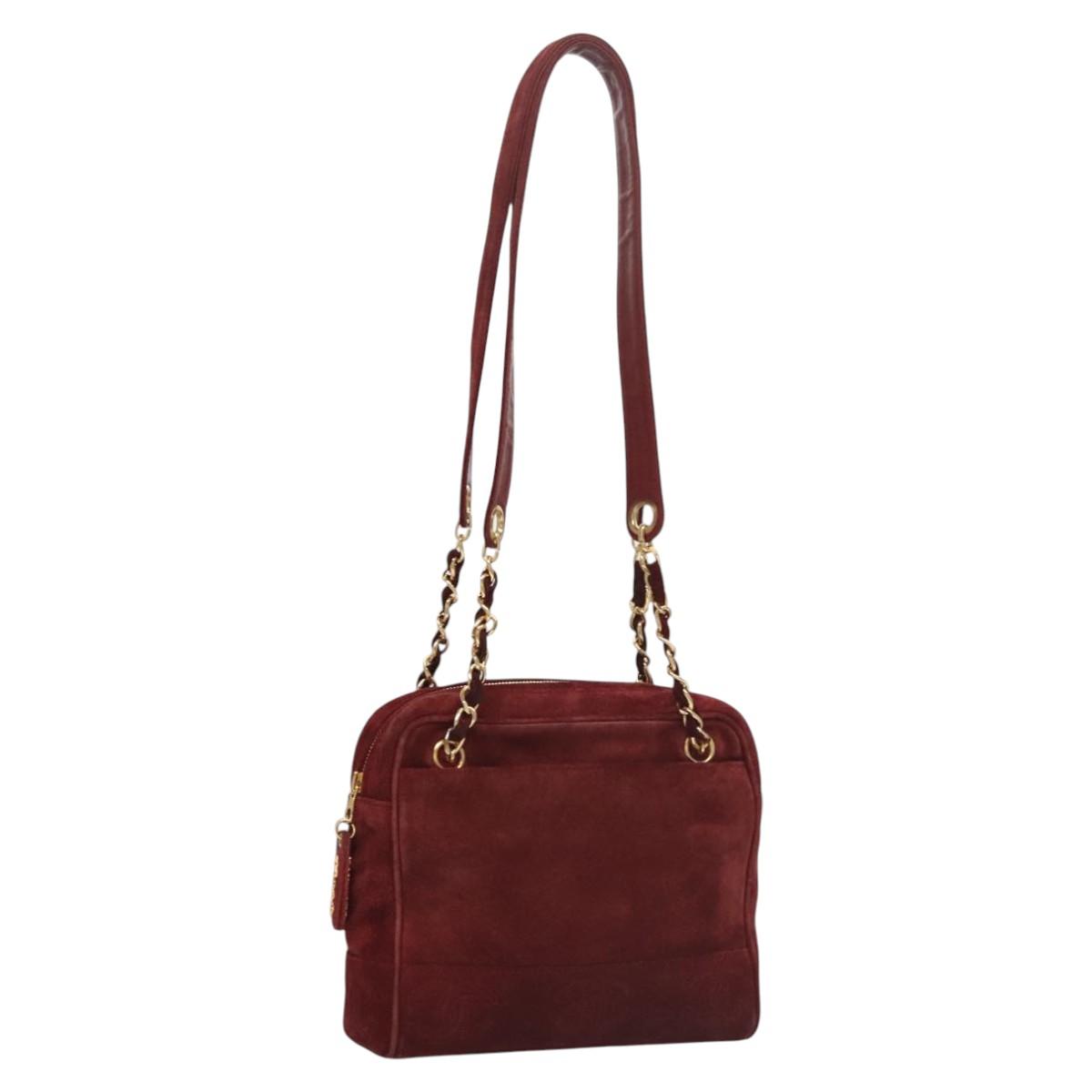 Chanel Triple Coco Red Suede Shoulder Bag (Pre-Owned)