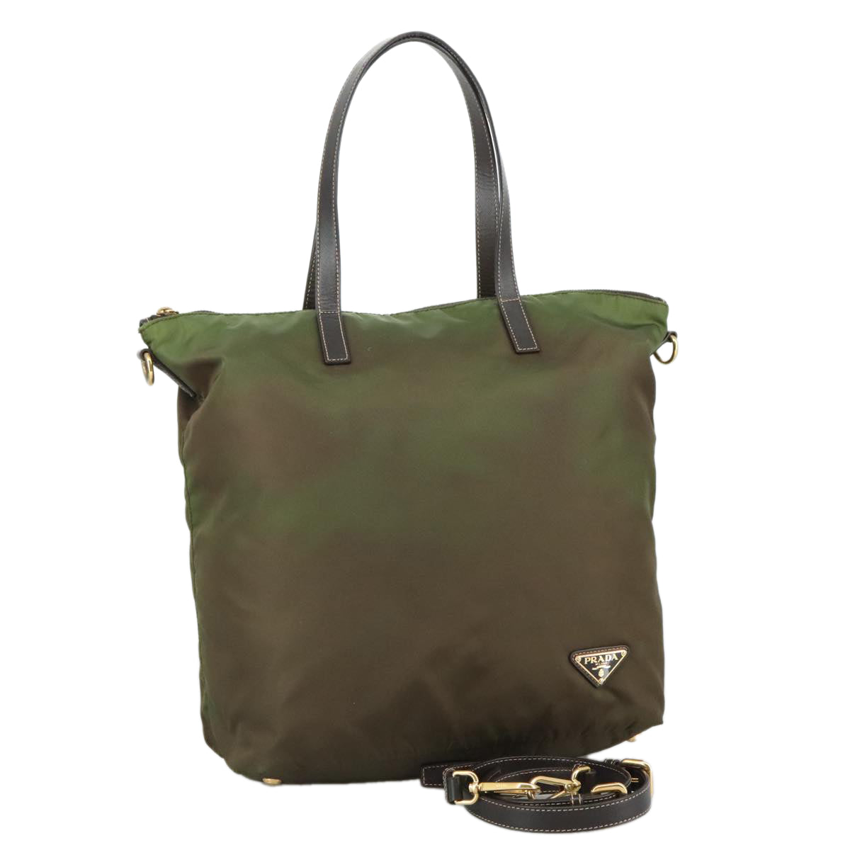 Prada Tessuto Khaki Synthetic Tote Bag (Pre-Owned)