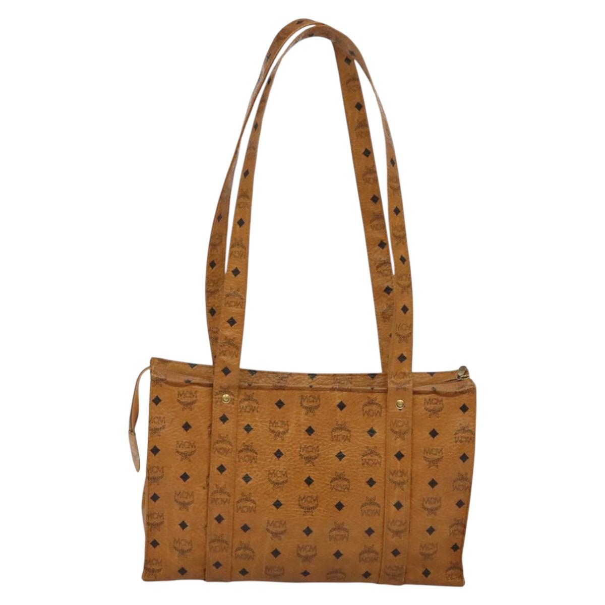 MCM Visetos Brown Leather Tote Bag (Pre-Owned)