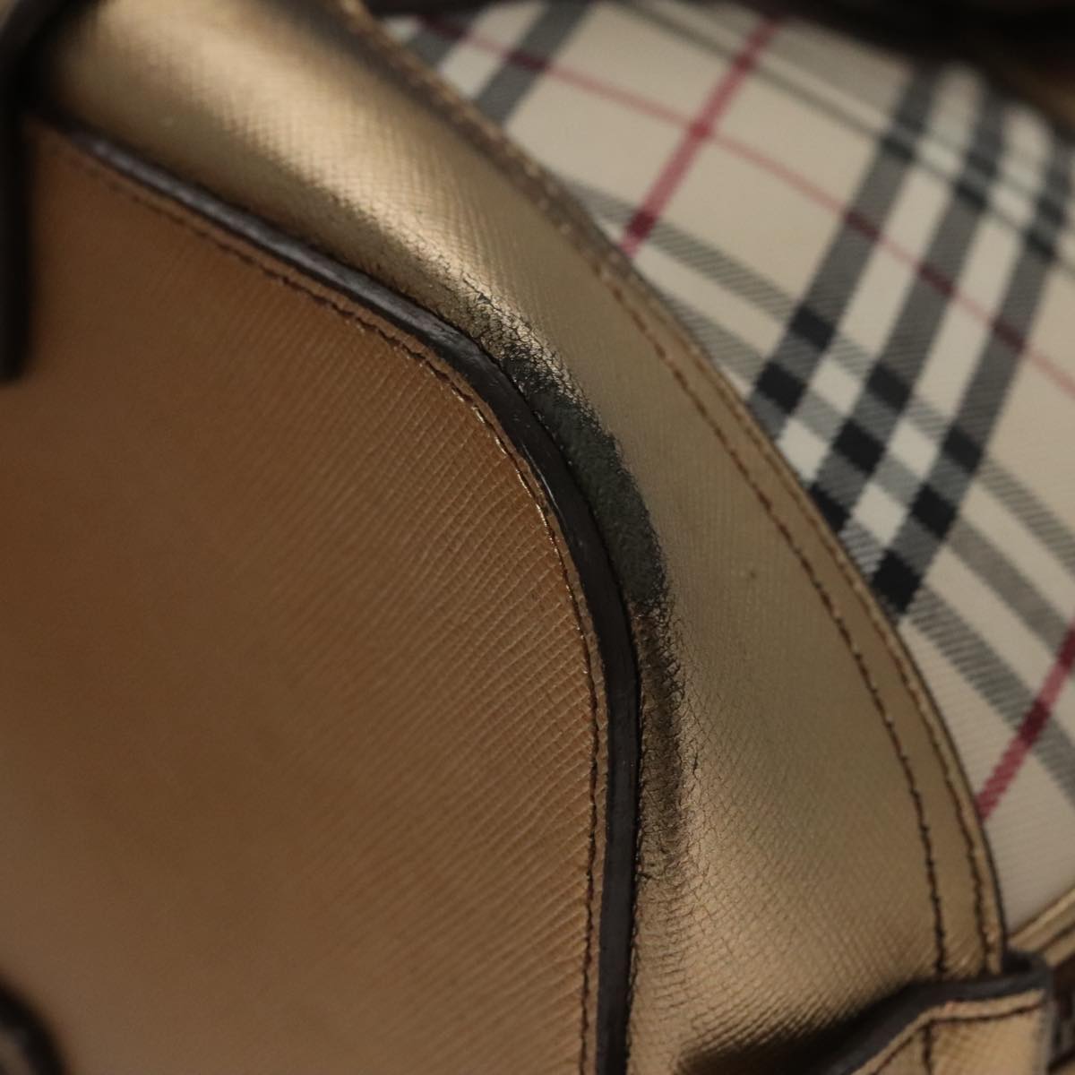 Burberry Nova Check Beige Canvas Handbag (Pre-Owned)