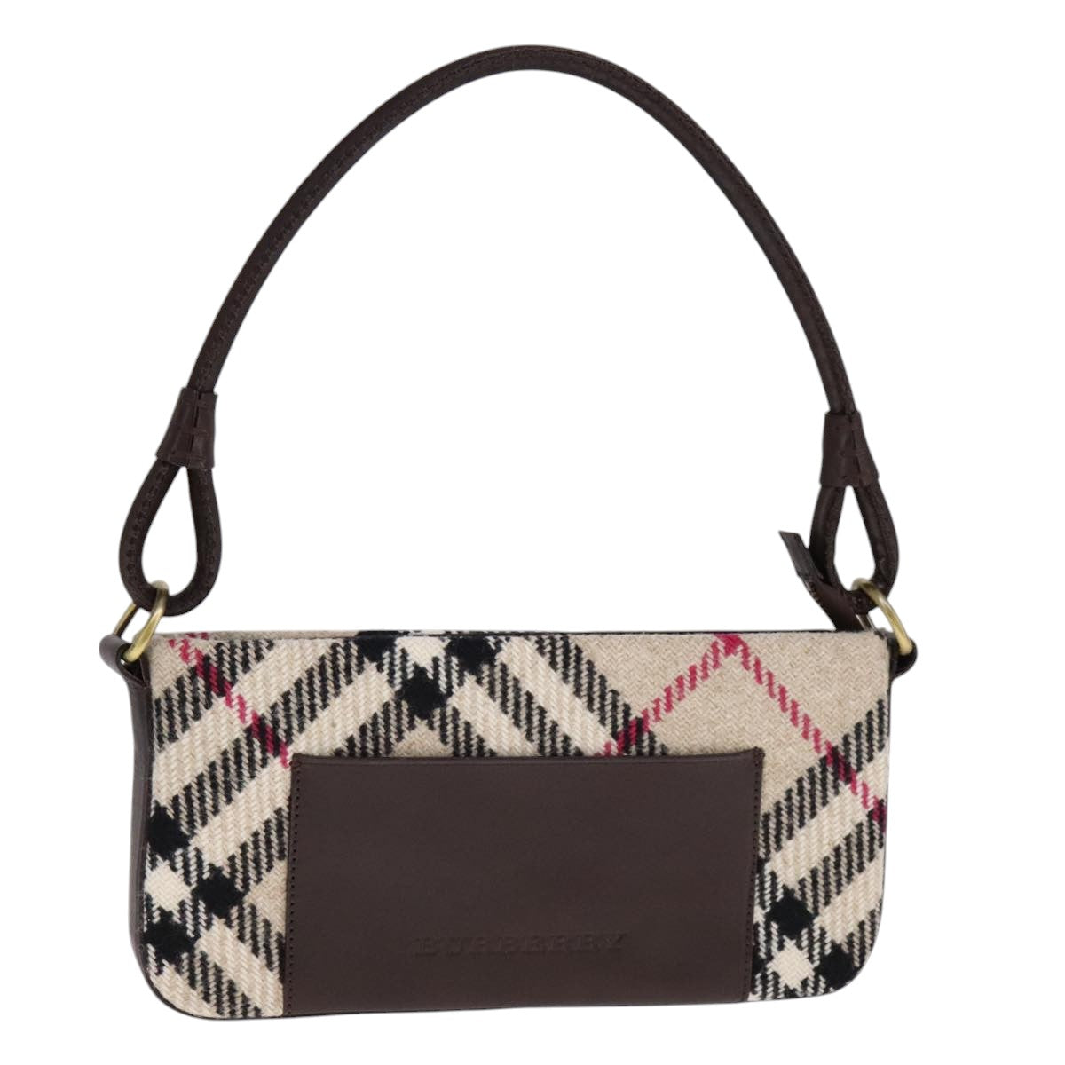 Burberry Nova Check Beige Wool Shoulder Bag (Pre-Owned)