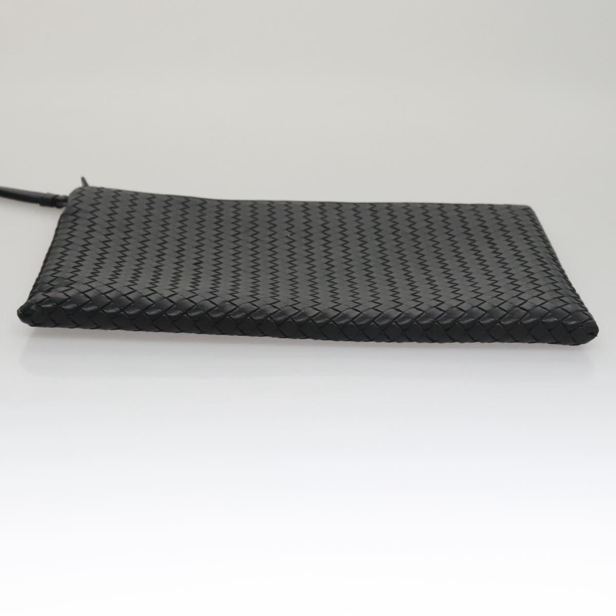 Bottega Veneta Veneta Black Leather Clutch Bag (Pre-Owned)