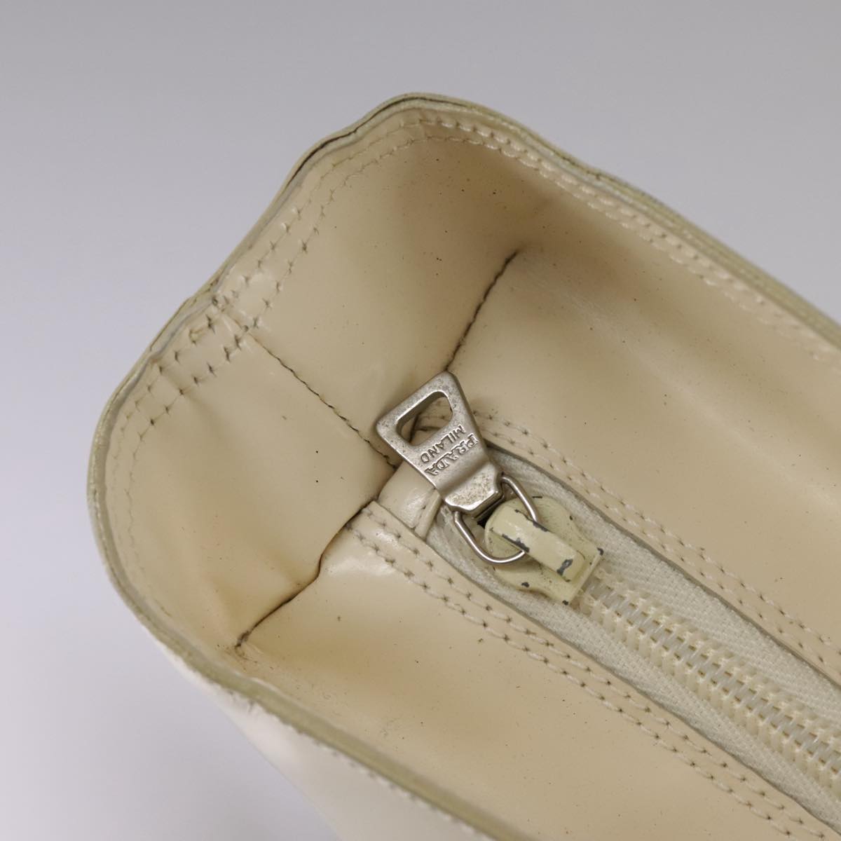 Prada White Patent Leather Tote Bag (Pre-Owned)